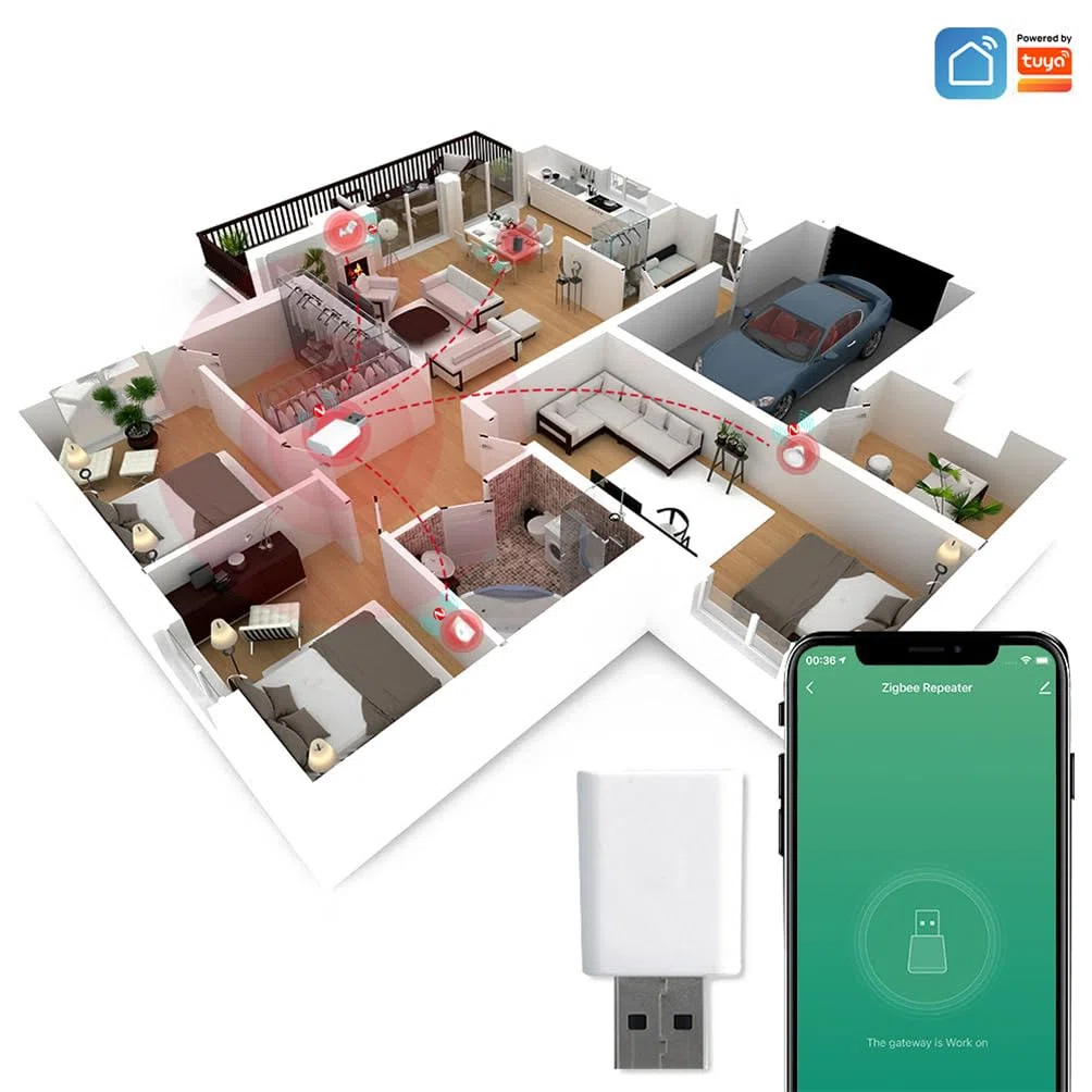 Pour Tuya ZigBee 3.0 Répéteur de Signal Amplificateur Extender de Signal USB Smart Life pour Capteurs Zigbee Expand 20-30M