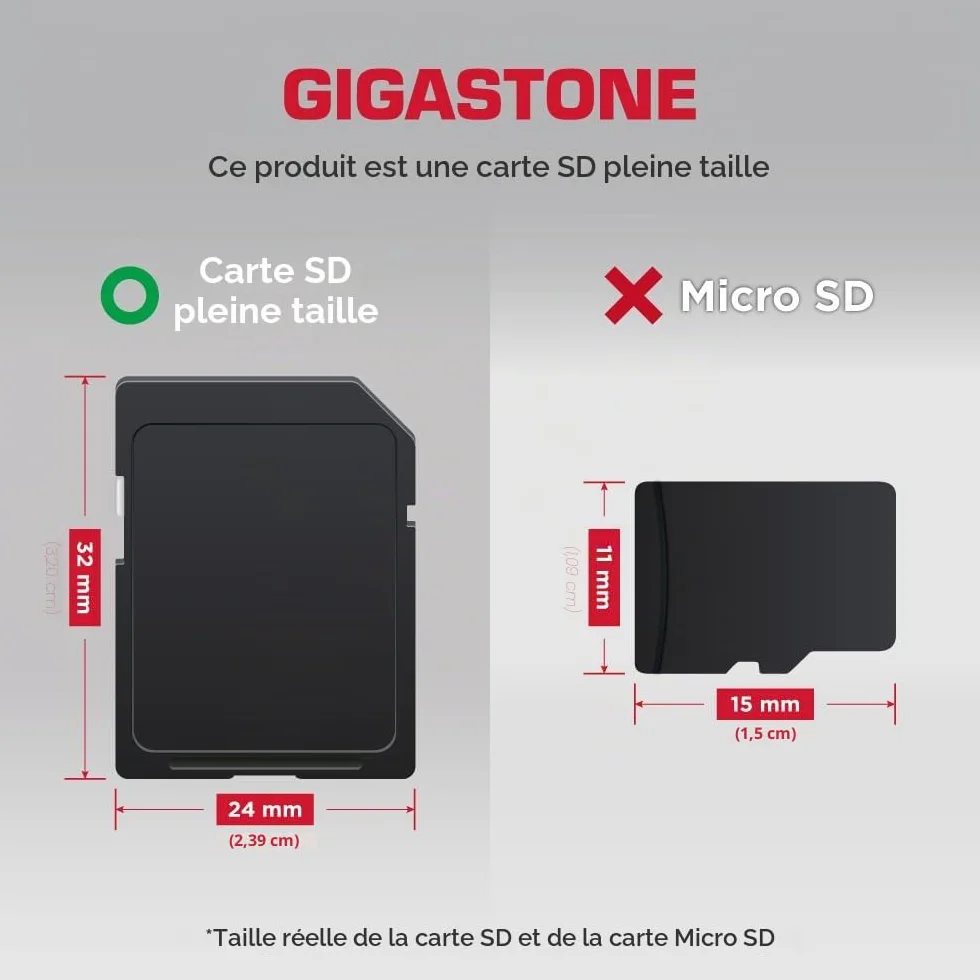 Gigastone Carte Mémoire SDHC 32 Go Lot de 2, Classe 10 UHS-I U1 V10 100 Mo/s pour Caméra Canon Nikon Sony