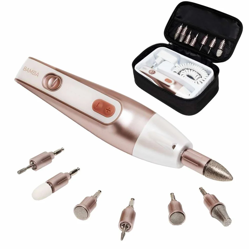 Cecotec Bamba PinkyCare 700 Perfect Nails Kit de manucure et pédicure électrique, 7 têtes, 5 vitesses, 2 sens de rotation, étui