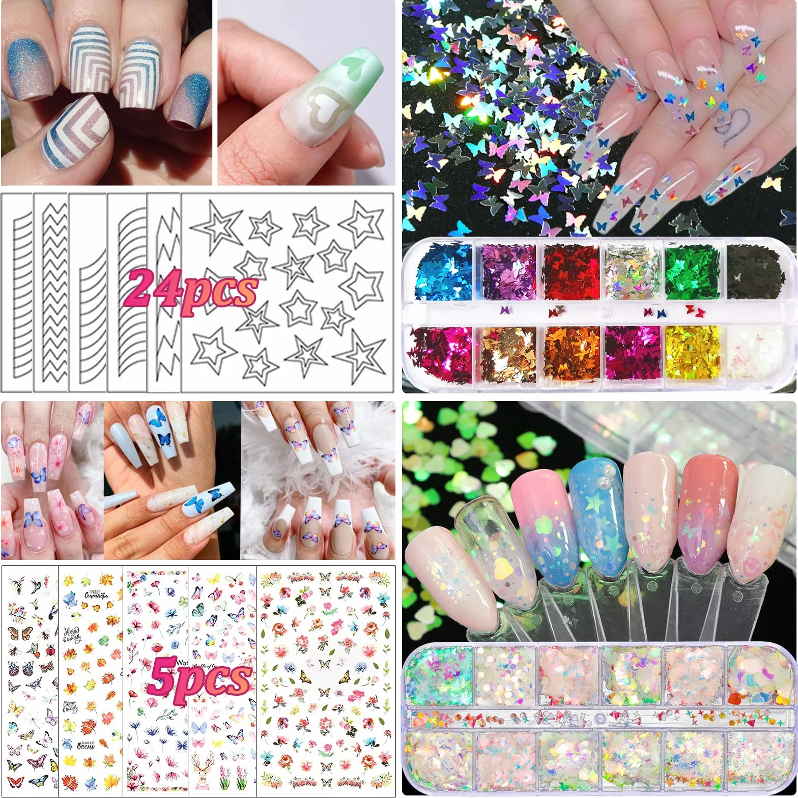 Kit de Nail Art 23 Pièces Pinceau Dotting Striping Tape Accessoires Professionnel