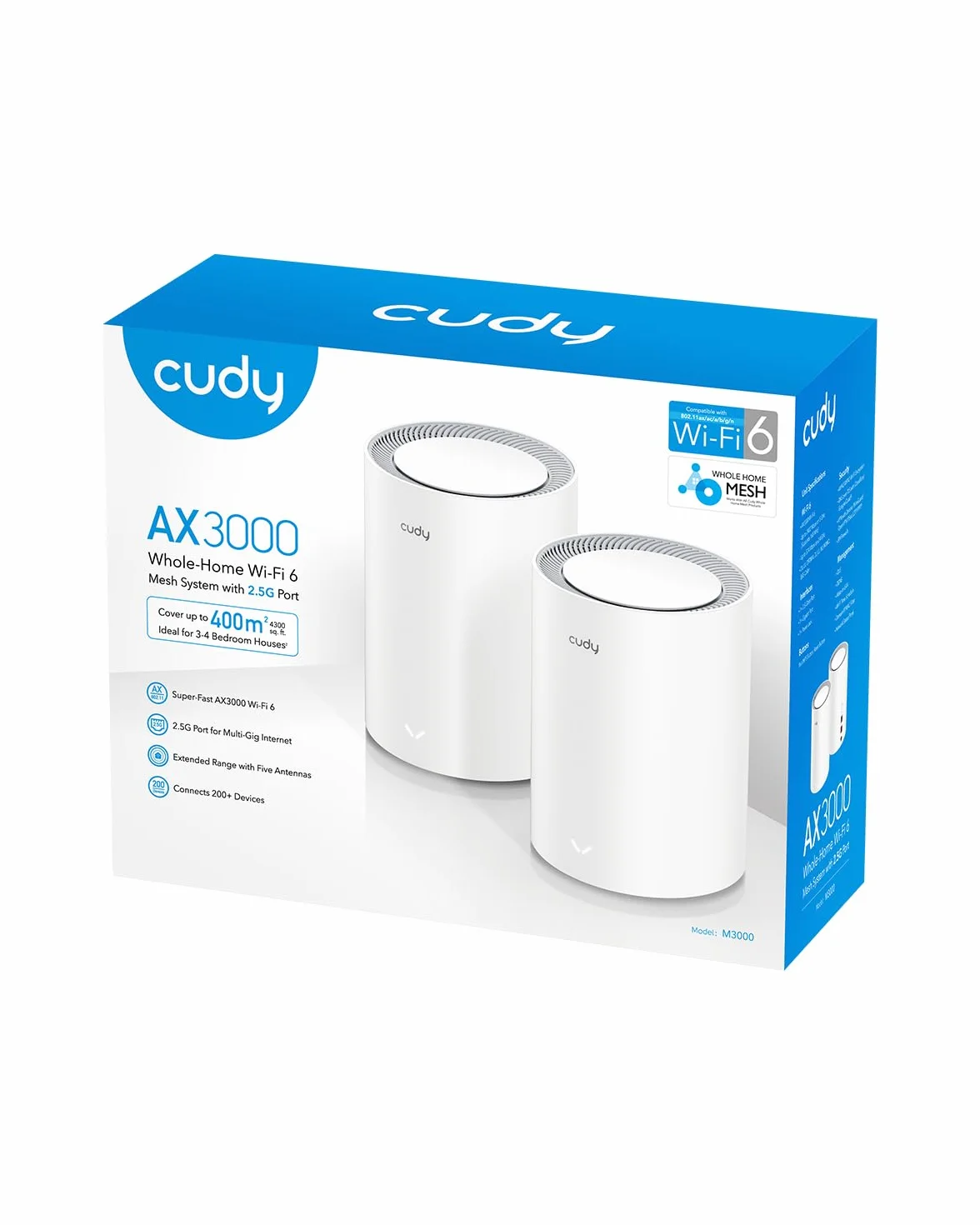 Cudy AX3000 2,5G Système de Maillage Wi-Fi 6 M3000 2-Pack