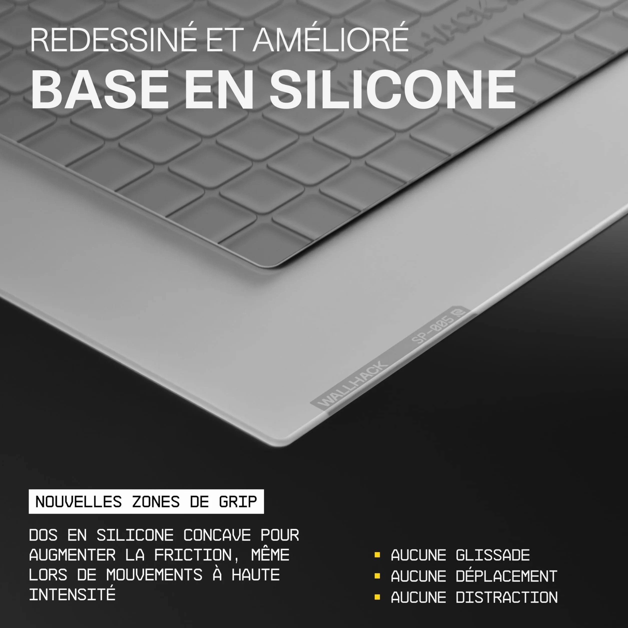 Wallhack SP-005 Tapis de Souris Gaming en Verre Grand Format Esports Verre Trempé Glide Fluide Faible Friction Portable avec Étui Blanc