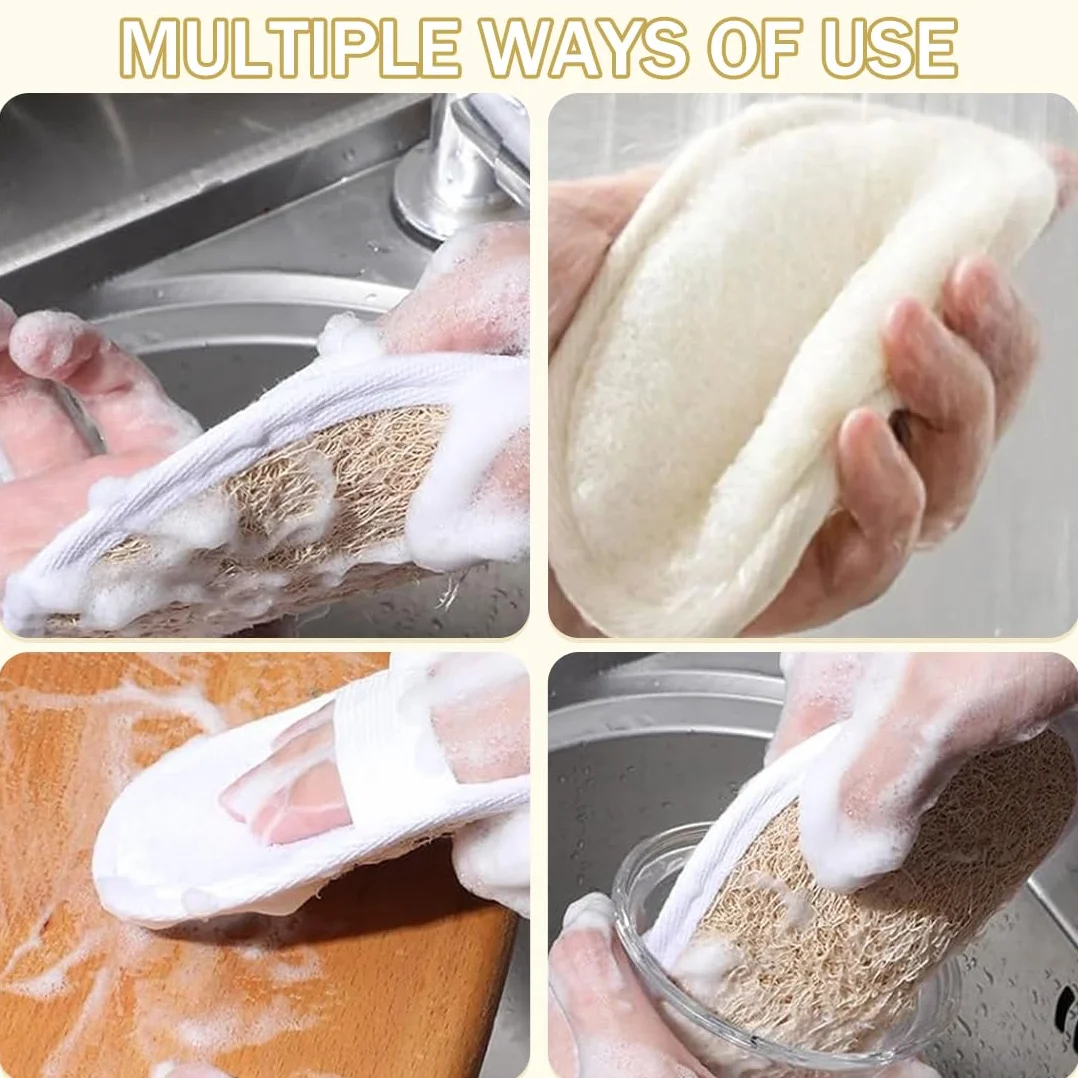 Éponge de Luffa Naturel Exfoliant pour le Corps, Loofah Organique, 2 Pièces