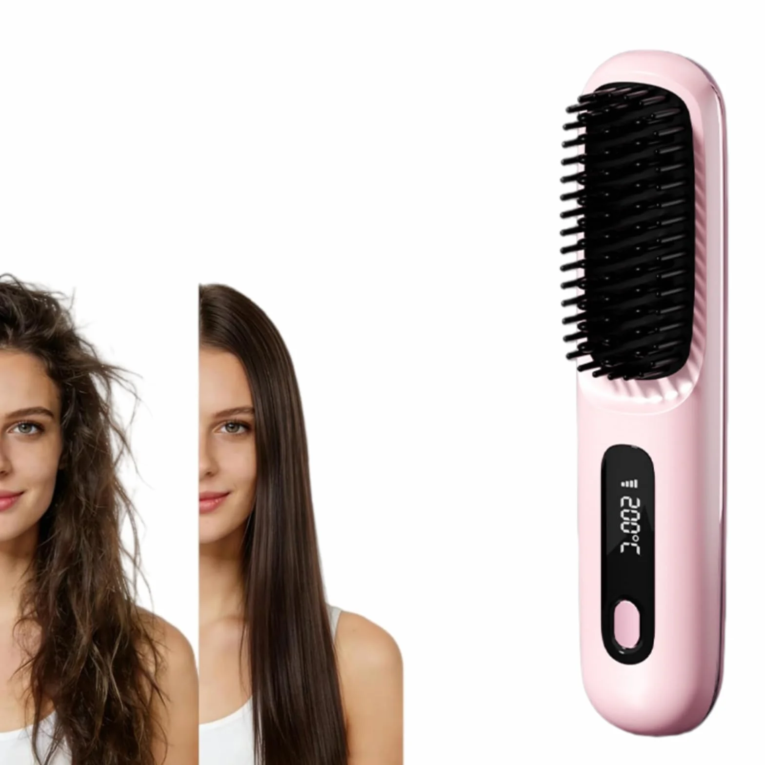 Brosse Cocoony pour Cheveux Courts, Volume Coiffe en 2 Minutes, 3 Réglages Température, Chauffage Rapide (Rose)