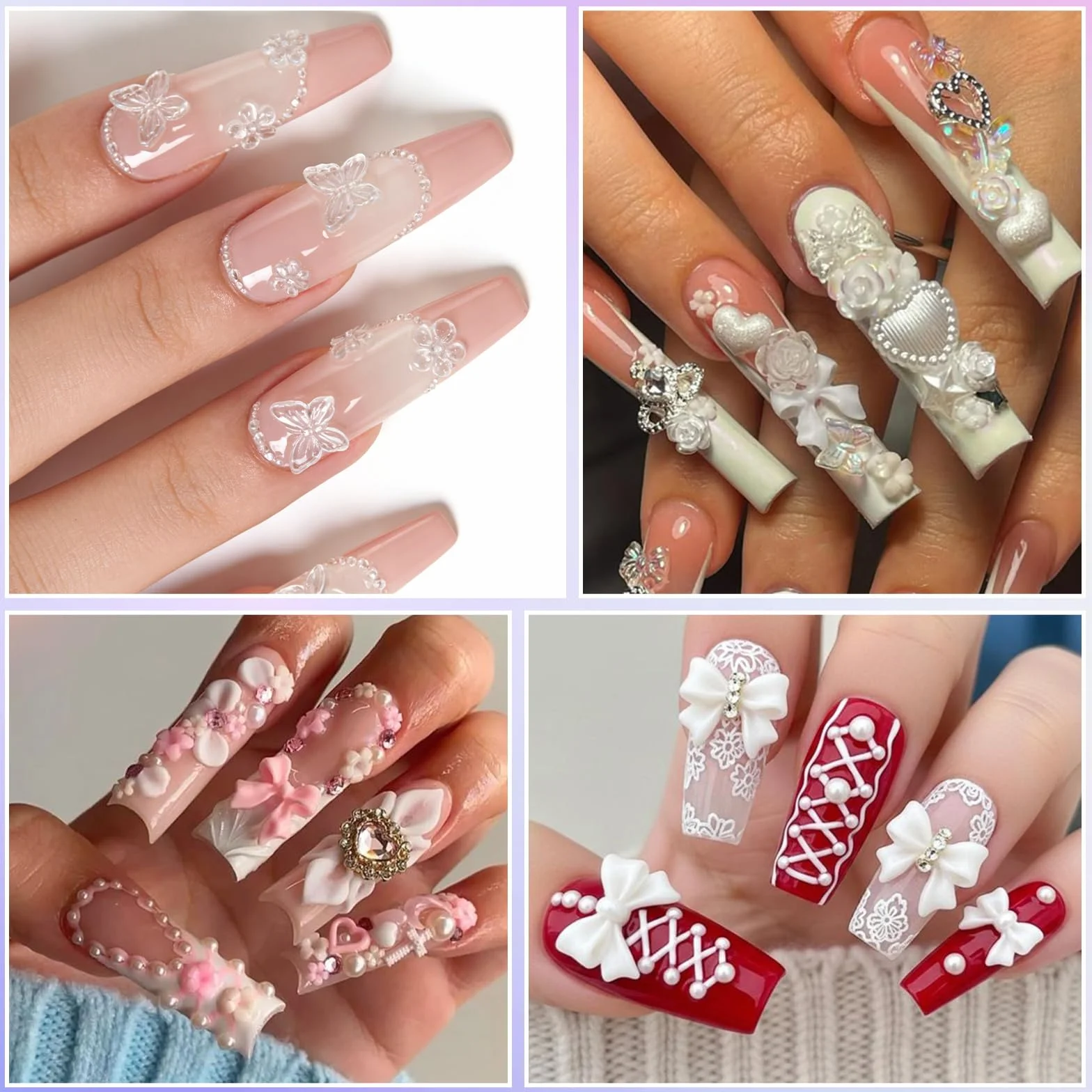 Moules Silicone pour Nail Art 3D Fleurs avec Stylo à Gravure, EBANKU 4PCS