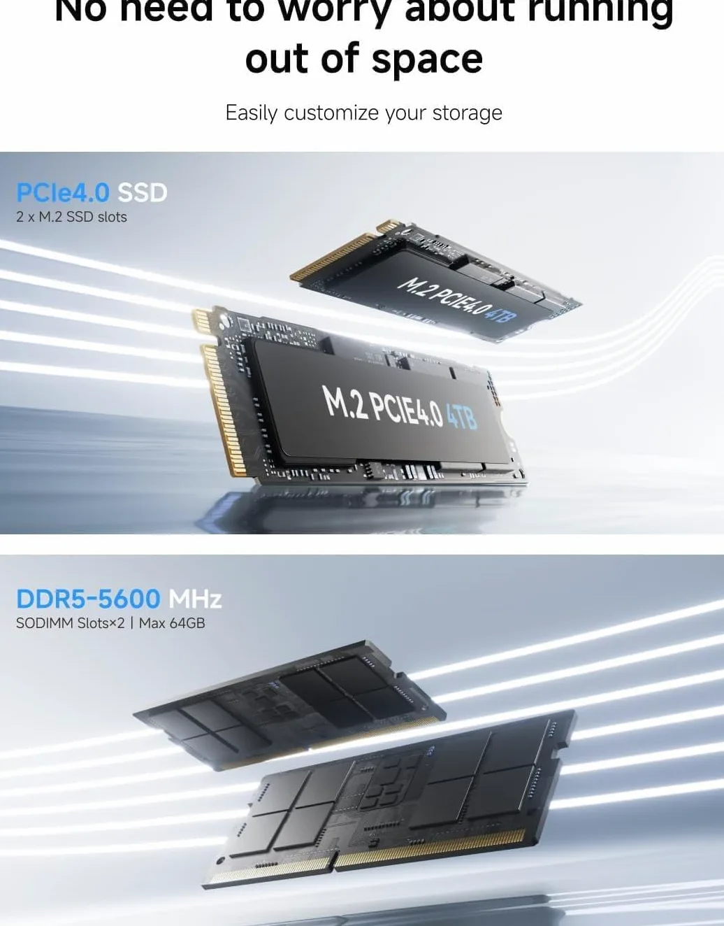MINIS FORUM Mini PC UM870 Slim, AMD Ryzen 7 8745H CPU 8C/16T jusqu'à 4,9 GHz, Version Barebone sans DDR5/PCIe4.0 SSD/OS, Carte Graphique AMD Radeon 780M, HDMI/USB 4/DP, RJ45 2,5G, WiFi, BT