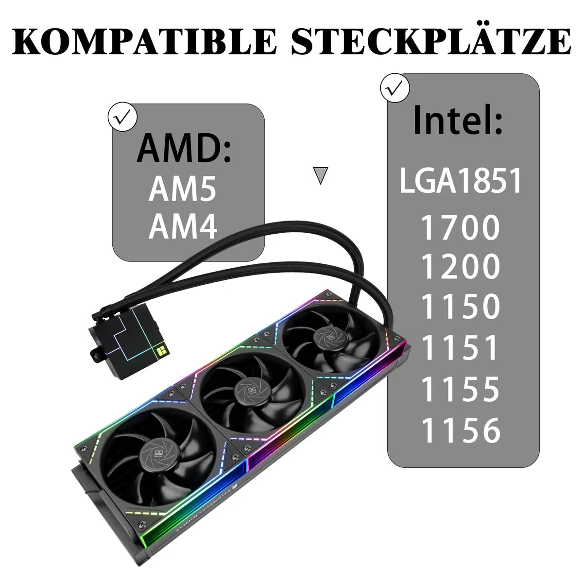 TR-Thermalright Core Matrix 360 ARGB Black V2 Refroidisseur liquide pour processeur 360 mm Aio, ventilateur de connexion modulaire sans fil 2000 tr/min, pour AM5, Intel LGA1851/1700/115x/1200