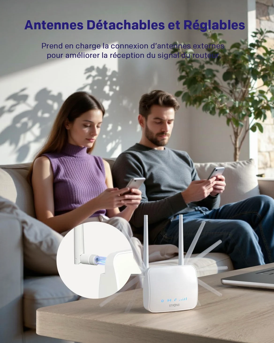 STRONG Routeur 4G LTE, Routeur WiFi N300 supportant Les Cartes SIM, Cat 4 jusqu'à 150Mbit/s, 2 antennes externes, Port LAN Ethernet, Gestion complète du Code PIN, WPA/WPA2, WPS, Plug and Play