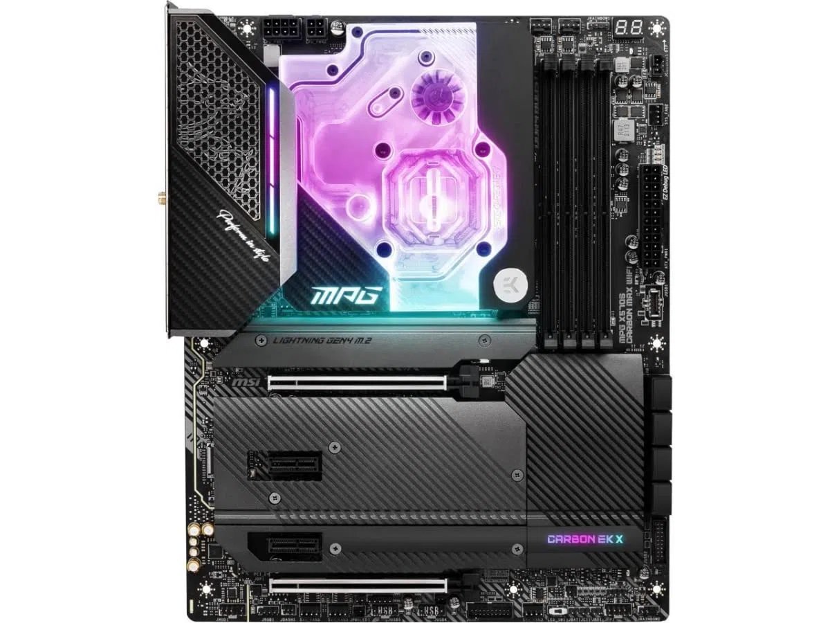 MSI MPG X570S Carbon EK X Gaming Carte mère ATX, AMD, Socket AM4. DDR4, PCIe 4, CFX, M.2, Wi-Fi 6E