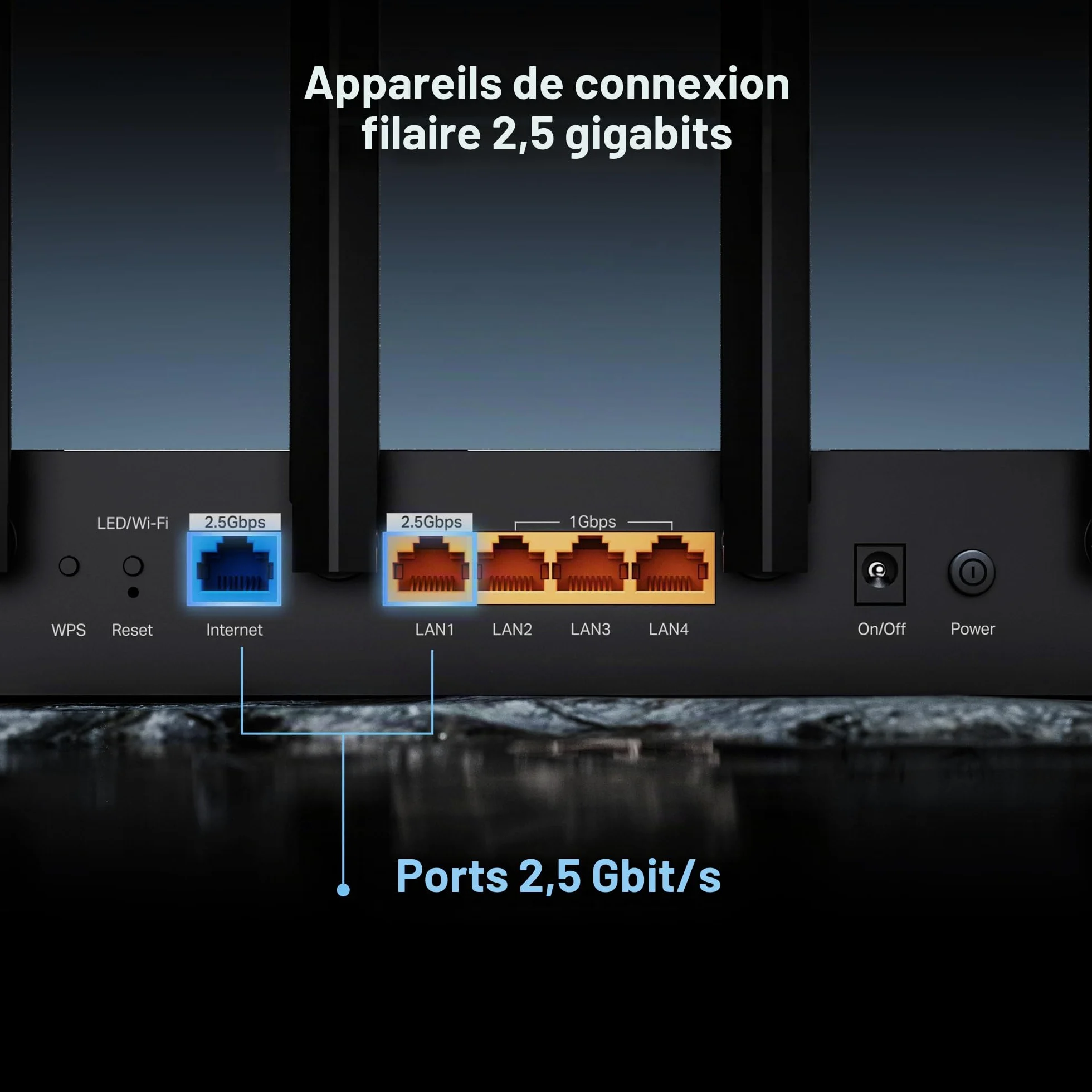 TP-Link Archer BE6500 Routeur Wi-FI Double Bande 7 (Archer BE400), Double Ports 2,5 Gbit/s, USB 3.0, processeur Quad-Core, HomeShield, IoT privé pour la sécurité réseau, Clients VPN