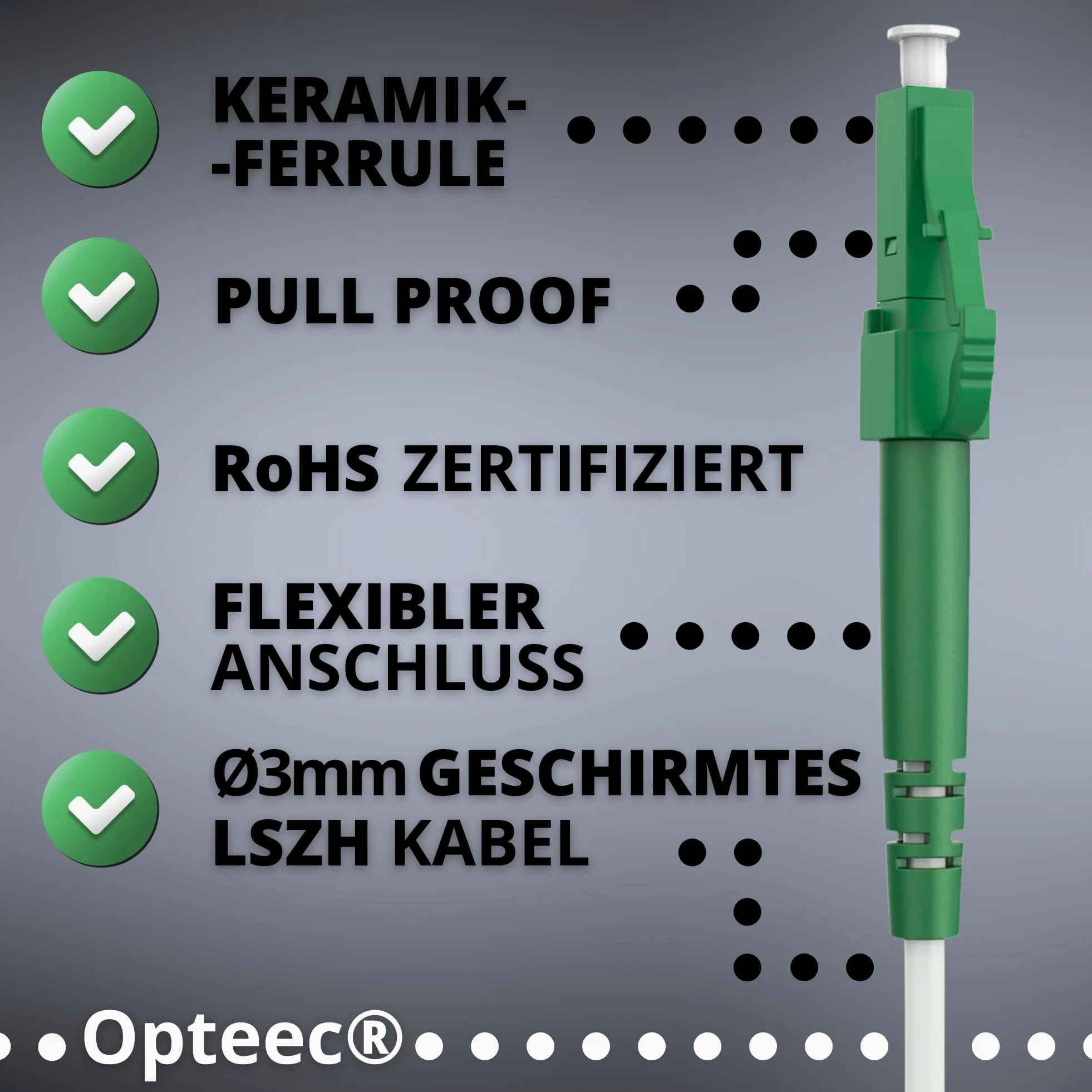 Câble Fibre Optique Blindé - 70M - Rallonge/Jarretière - LC/APC à LC/APC Renforcé - Simplex Monomode - Garantie 10 Ans - Blanc (70M)