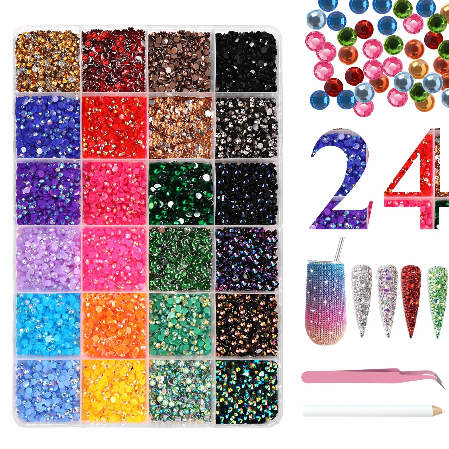 Lot de 12000 Pierres Strass pour Ongles 3mm Nail Art avec Stylo à Cire et Pincette