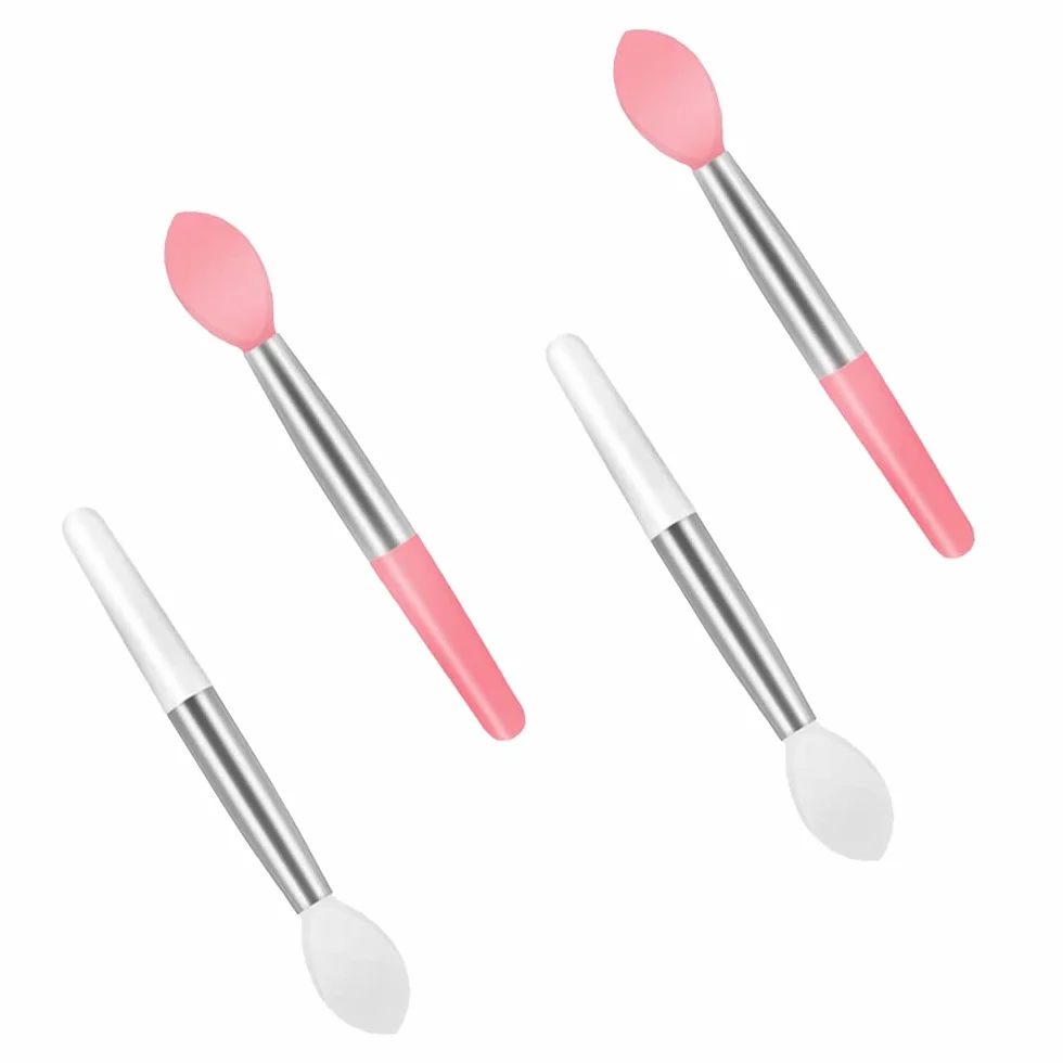Pinceau à Lèvres en Silicone Double Face, 4 Pcs Mini Portable, Applicateur Baume à Lèvres