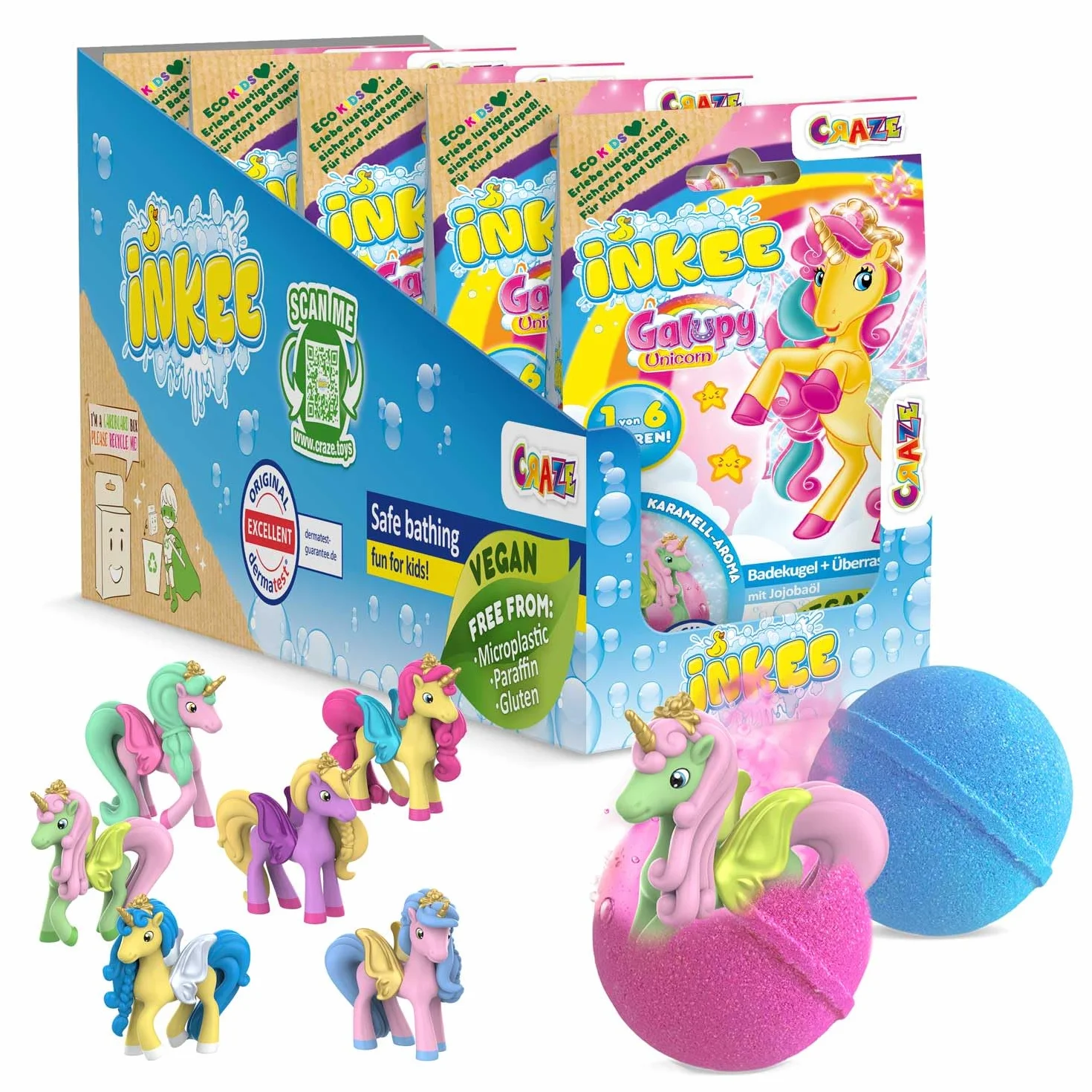 GALUPY UNICORN INKEE Bombes de Bain Enfant 5 Pièces avec Surprise Jouet Licorne