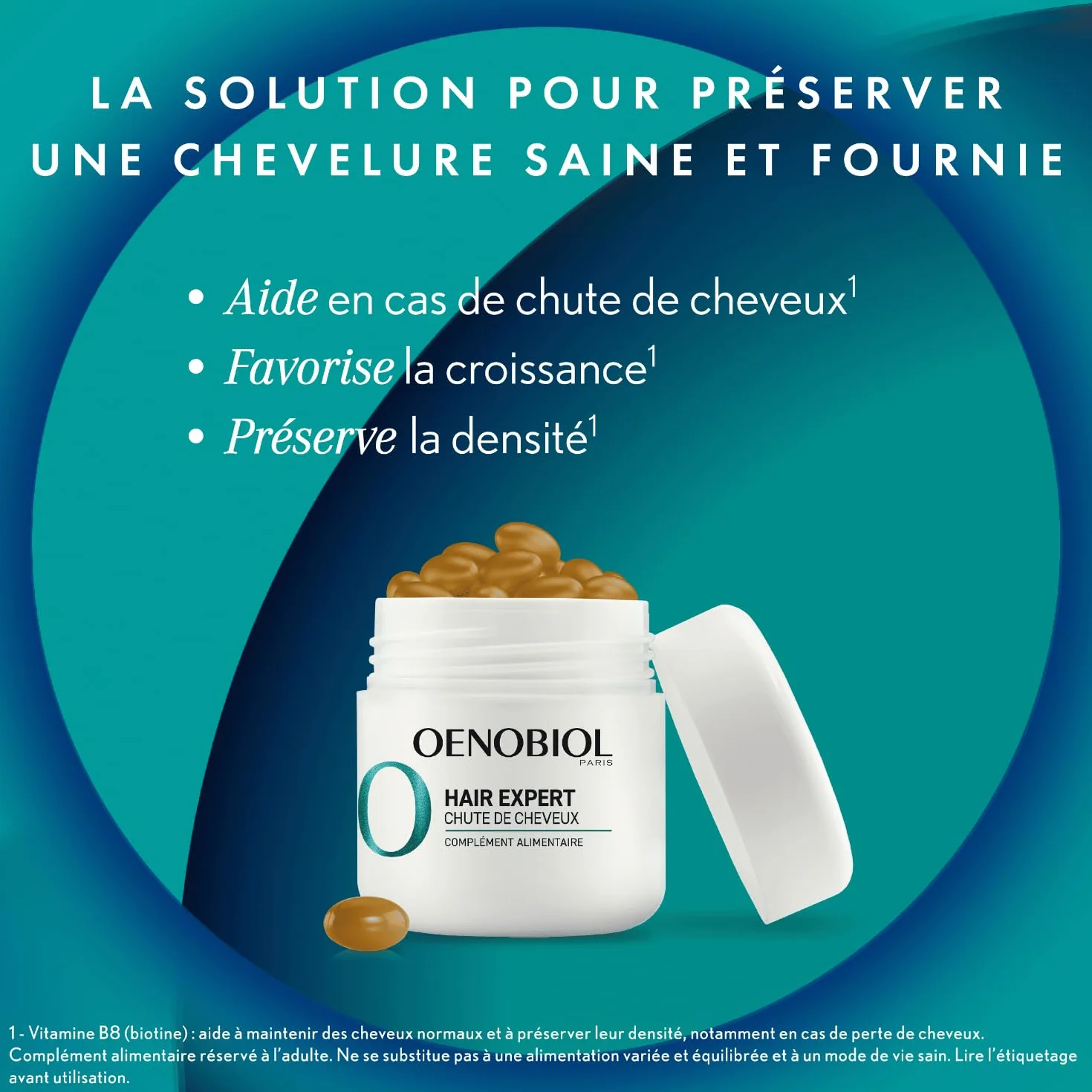 OENOBIOL HAIR EXPERT Chute de Cheveux Complément Alimentaire 2x60 Capsules Programme 2 Mois