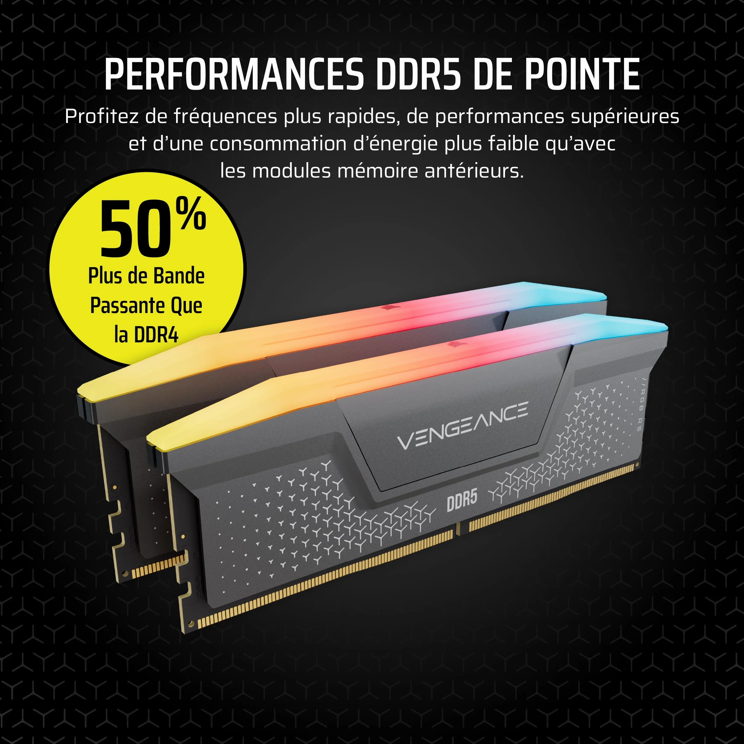 CORSAIR Vengeance RGB RS DDR5 32Go (2x16Go) 6000MHz RAM Mémoire Bureau Compatible AMD EXPO Intel XMP 3.0 CL36 Gris