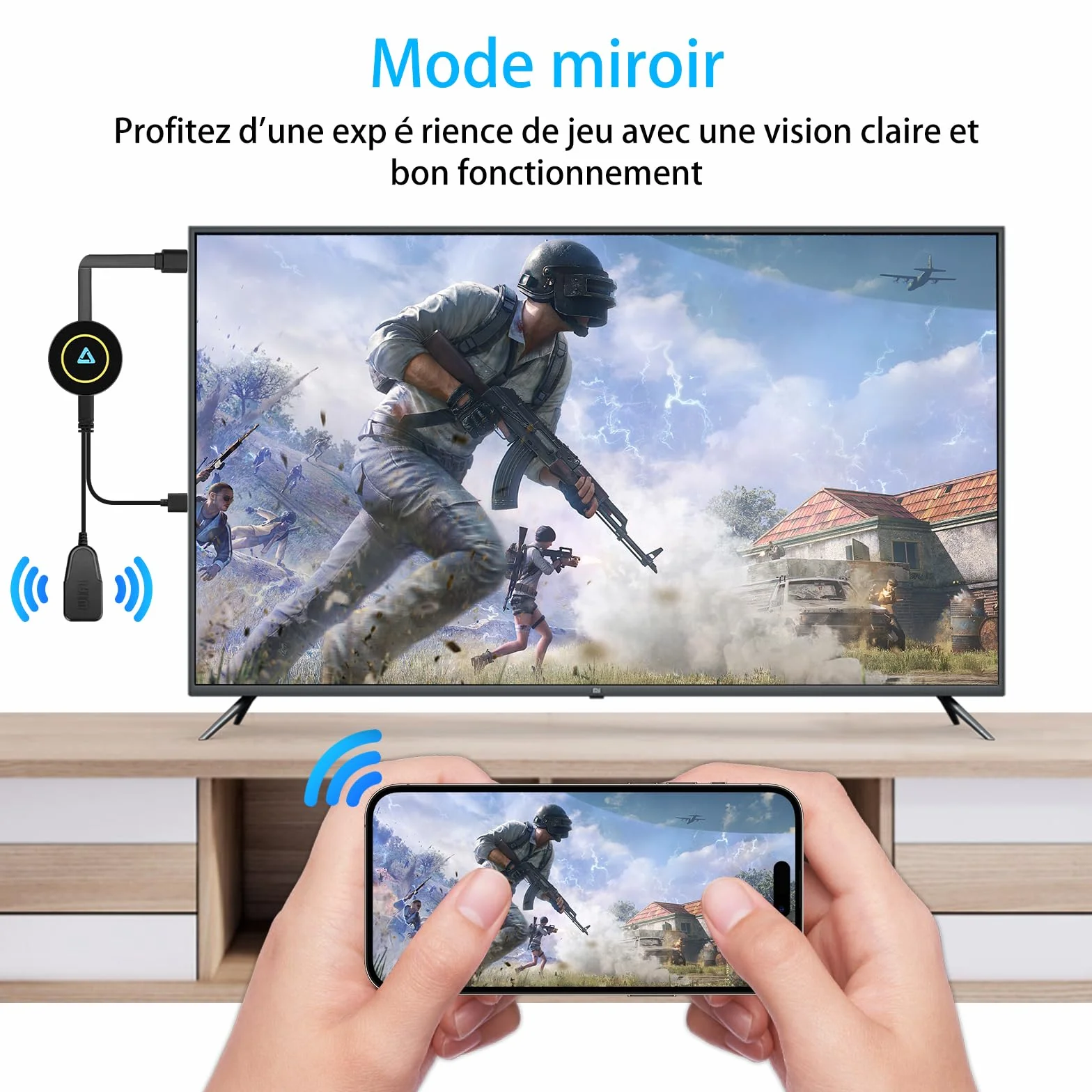 Adaptateur HDMI sans Fil 4K Miracast WiFi Dongle Compatible iPhone iPad Android
