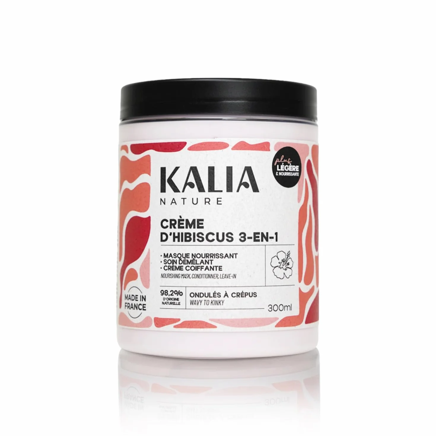Kalia Nature Crème d’Hibiscus 300 ml Crème cheveux bouclés 3-en-1 Leave in Soin capillaire naturel