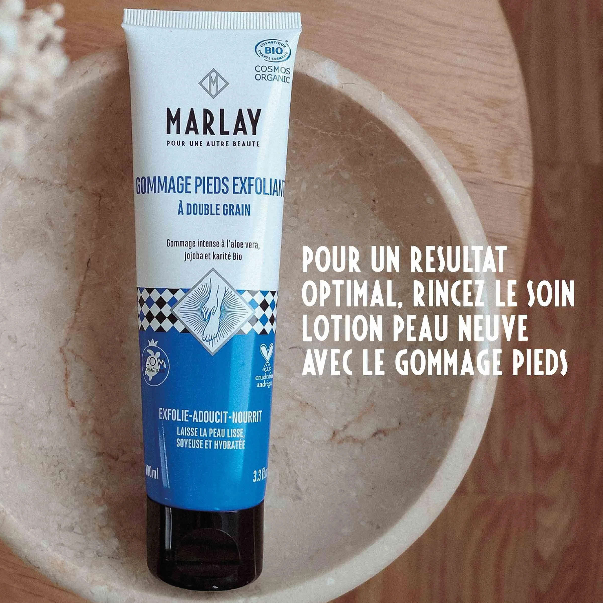 Marlay Cosmetics Gommage Pieds Exfoliant 100 ml Peeling Pied Crème Exfoliante Bio Aloé Vera Beurre Karité Huile Jojoba
