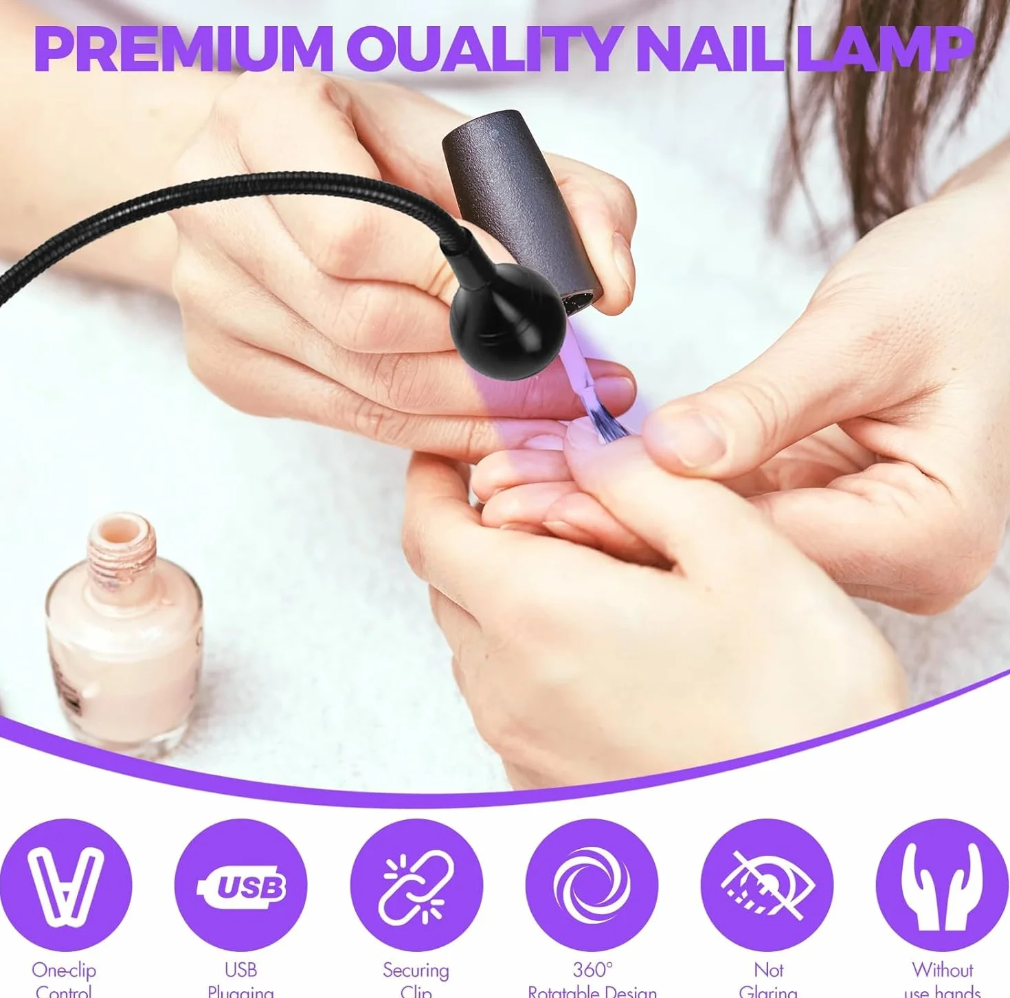 Lampe UV Ongles Gel 5W Mini Sèche Ongles Professionnel avec Tête Rotative 360°