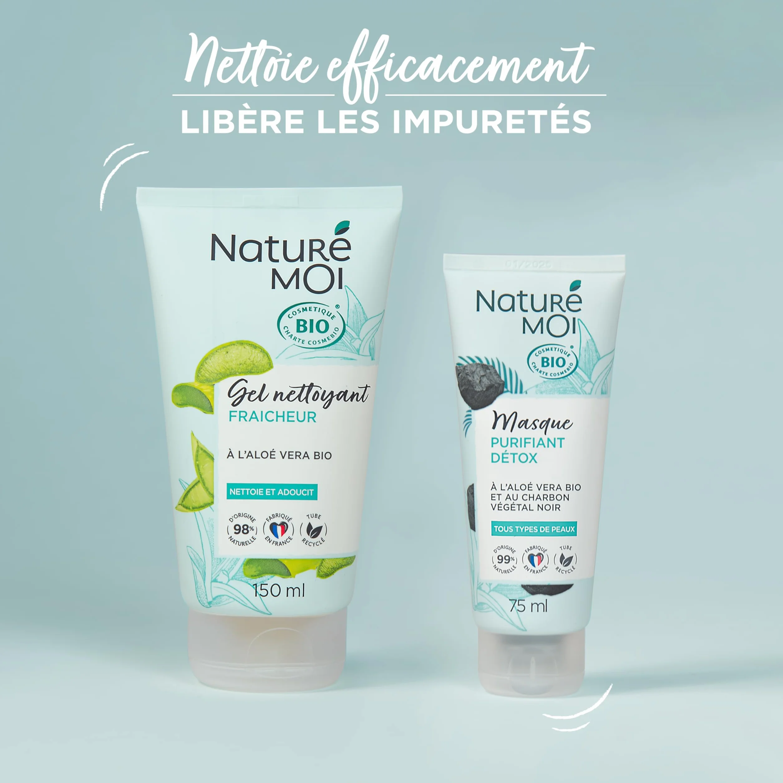 Gel Nettoyant Visage Aloe Vera Bio 150 ml Fabriqué en France