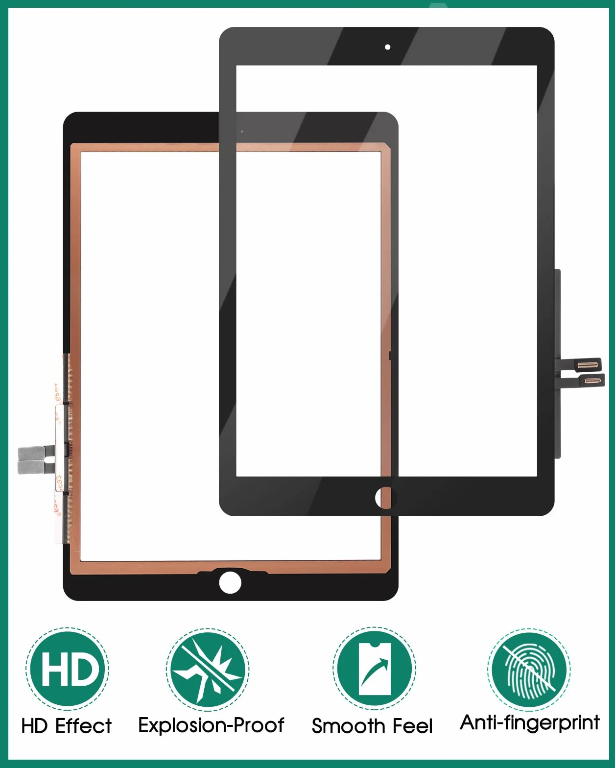 Écran tactile pour iPad 9.7 2018 A1893 A1954 noir verre trempé kit réparation