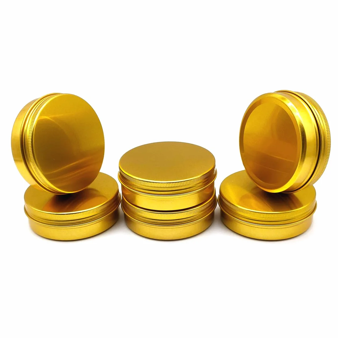 Bocaux en aluminium 100 ml doré avec couvercle à vis lot de 6 pour DIY baume à lèvres crème de visage