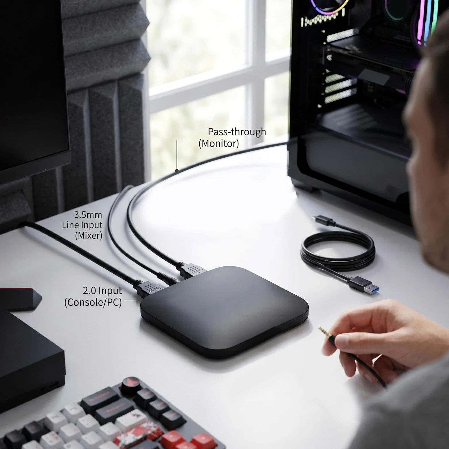Annadue Carte de Capture Externe 4K pour P5, Série X/S, PC, Entrée 2160p60 HDR ou 1080p240, Carte de Capture Vidéo HDMI vers USB3.0 pour Le Streaming en Direct/Jeu, Latence Proche