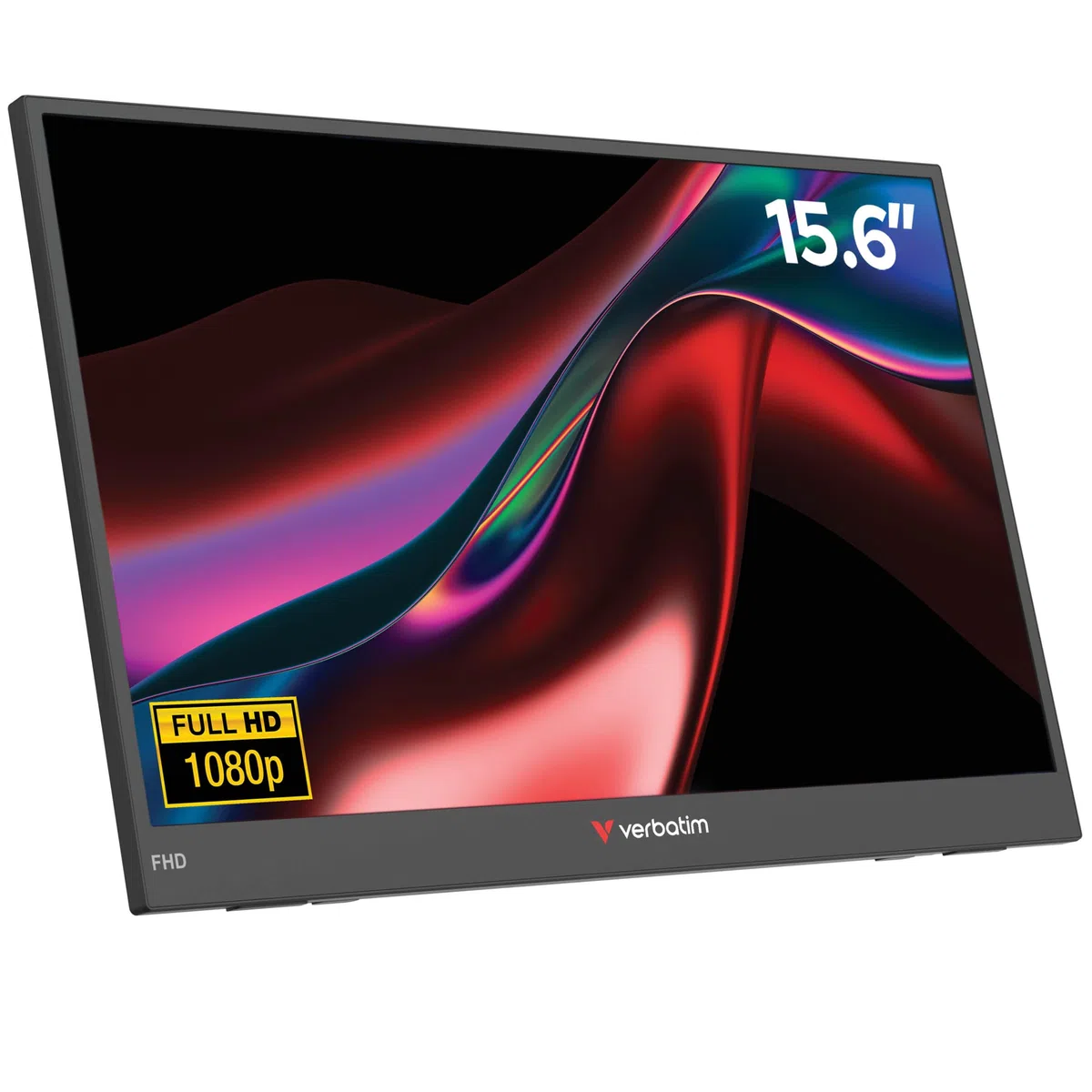 Verbatim Moniteur Portable, écran Mobile Full HD 15,6", Moniteur Portable en Plastique pour Ordinateur Portable, Tablette, Smartphone, PS5 ou Nintendo Switch avec Ports USB-A, USB-C et HDMI, Noir