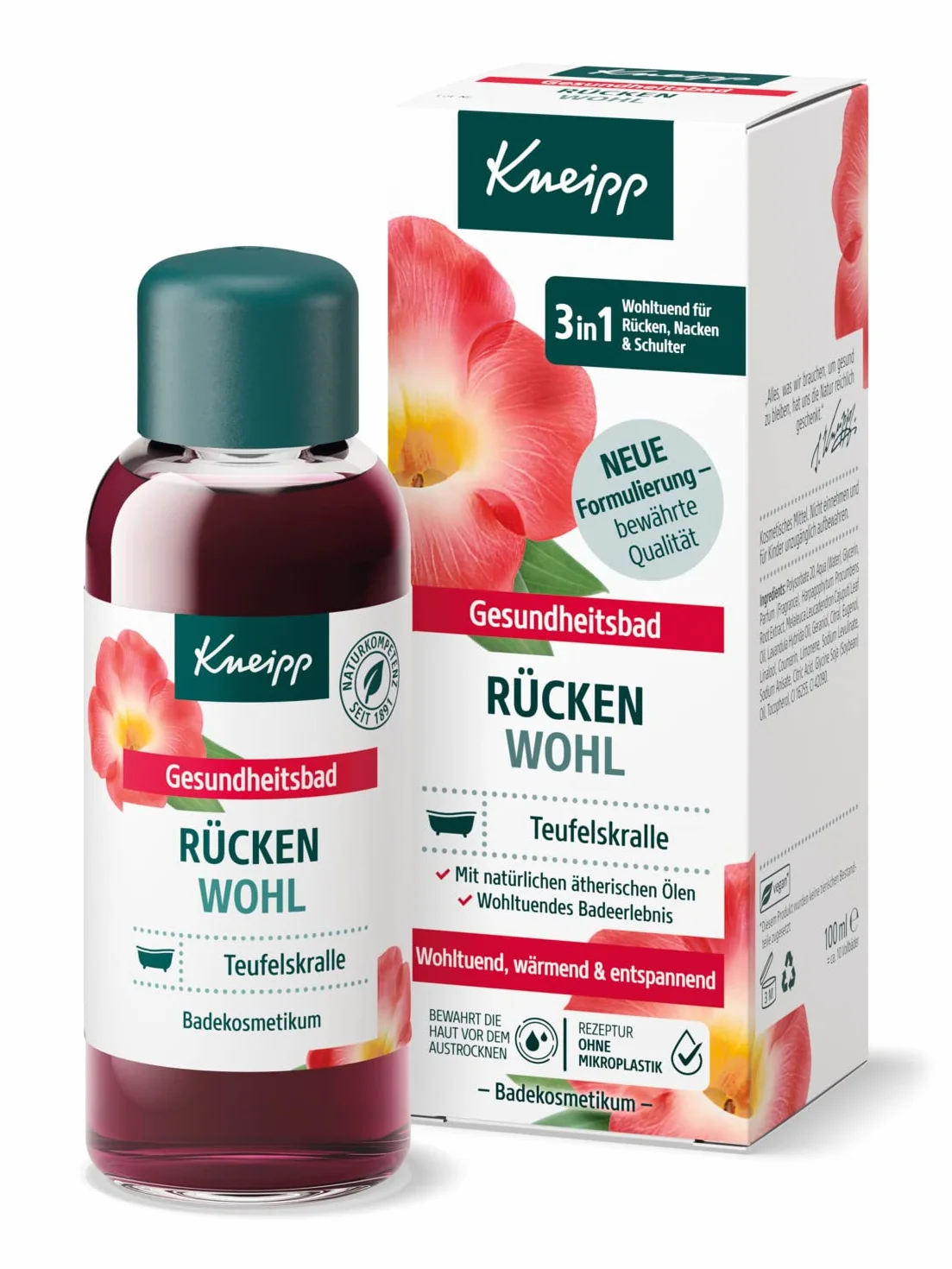Kneipp Bain Sanitaire Pour Le Dos Huile de Bain Griffe du Diable Huiles Essentielles Lavande Cajeput 100 ml