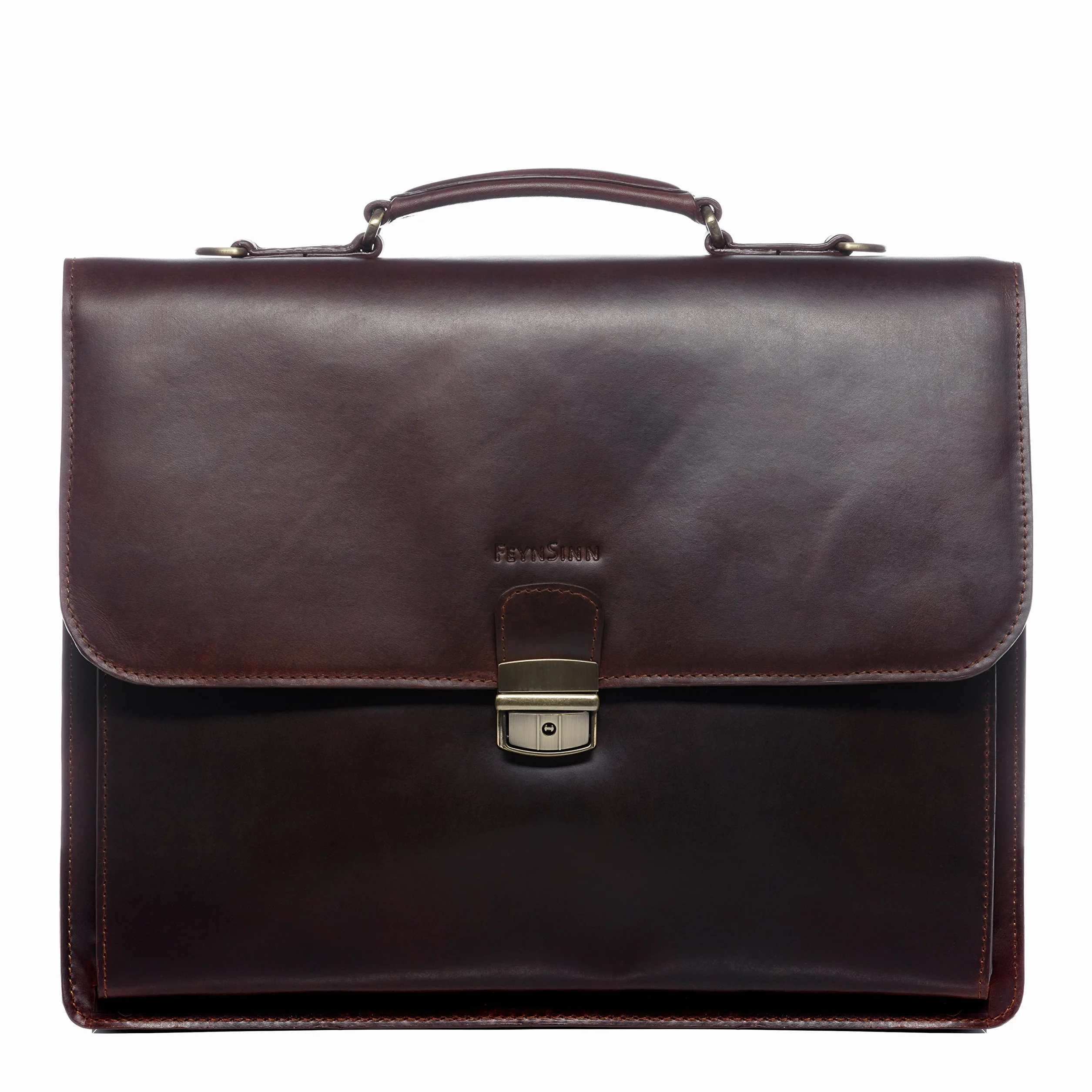 Serviette Ordinateur Cuir véritable 15.4 Pouces Emilio Cartable Porte-Document attaché-Case XL Grand pour Hommes Sac bandoulière Travail Marron