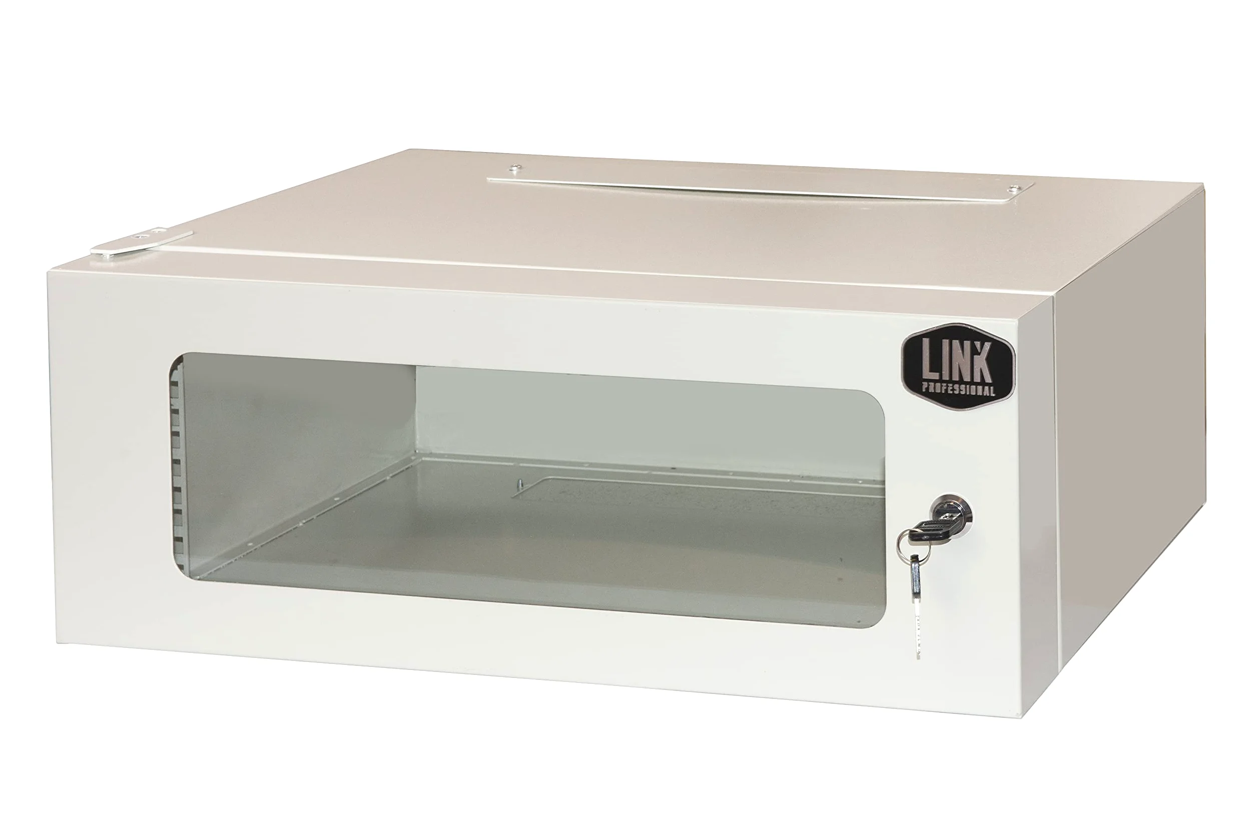 LINK Armoire Rack LK1904U30 avec Verrouillage à clé pour périphériques réseau 19 Pouces Porte en Verre emboîtement Acier Couleur Grise Taille compacte 54x36x21 cm unité 1 pièce