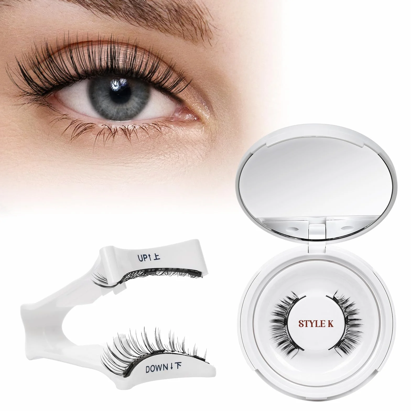 QUEWEL Faux Cils Magnetique Naturel Réutilisables avec Applicateur K-04
