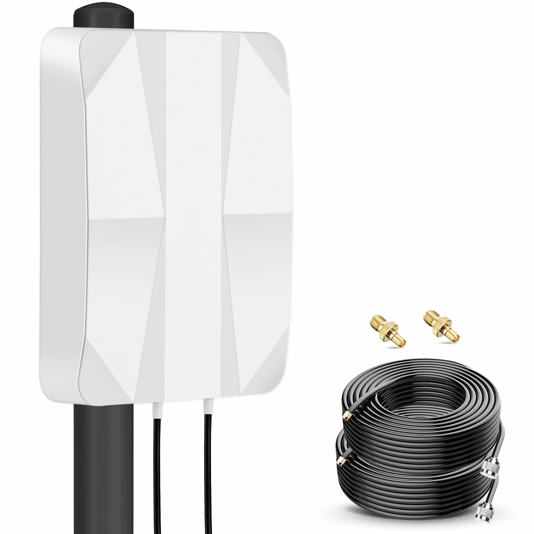 Antenne 4G LTE 5G panneau antenne extérieure Mimo directionnelle 700-2700 | 3300-3800 MHz jusqu'à 12dBi Anenna avec câble de 10 mètres Connecteur TS9 SMA compatible avec modem routeur 5G 3G 4G