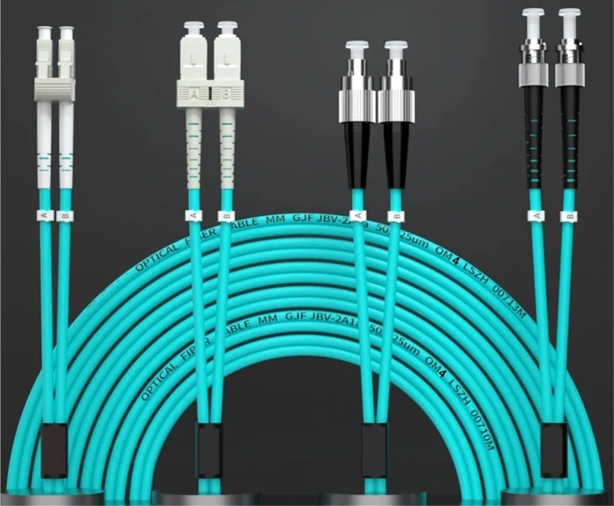 OM4 Câble de raccordement à fibre optique 1-100 m Double Câble 0,2 m 0,5 m LC SC FC ST Câble de raccordement à fibre optique (50 m 1 pièce, LC-LC sans clip)