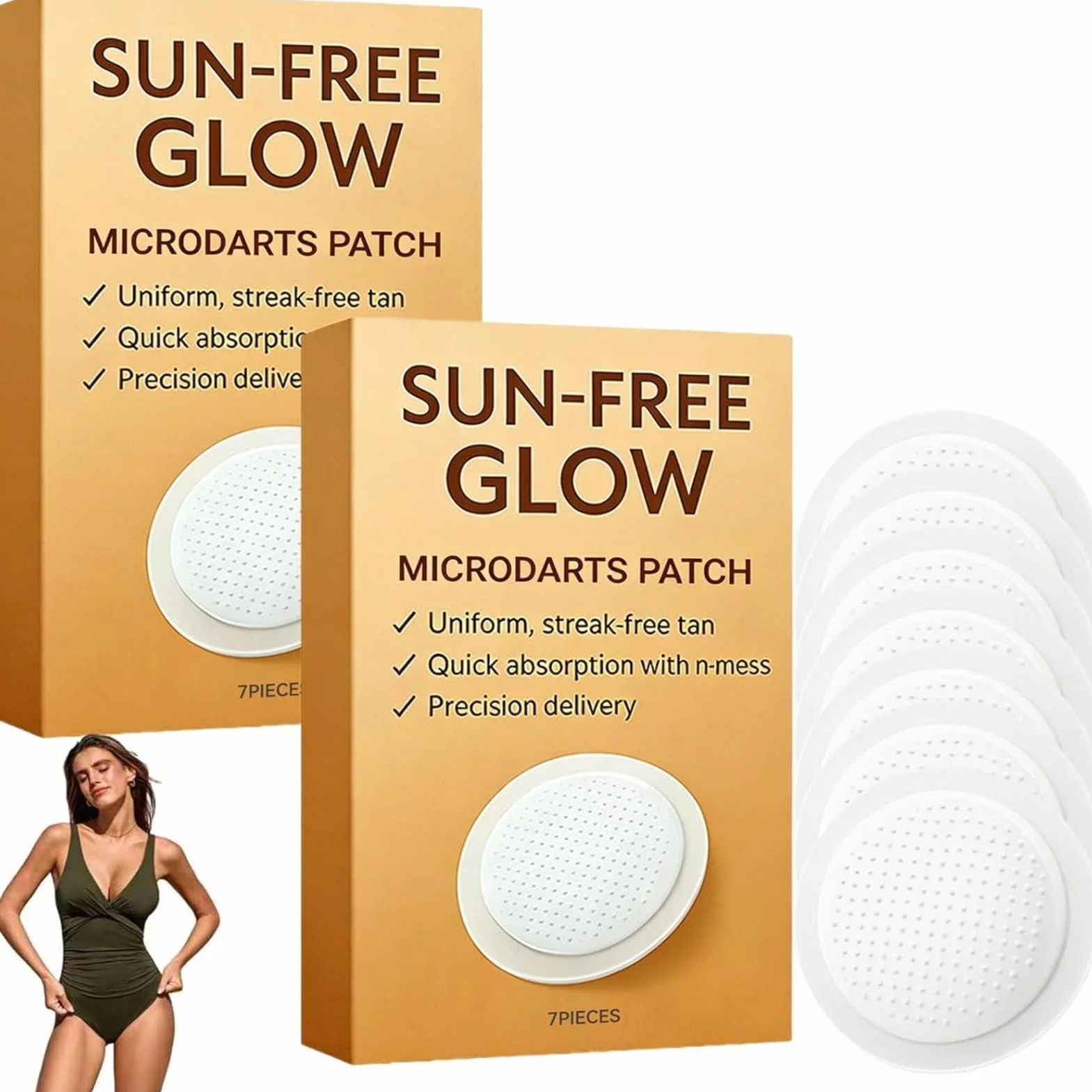 Patchs Autobronzants Glow Micro-needle Lot De 14, Sun-free, Ingrédients Naturels, Sans Soleil
