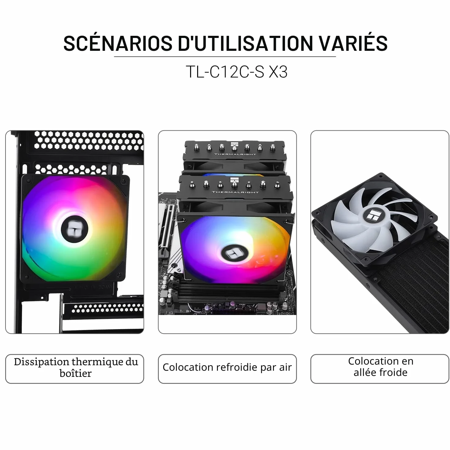 Thermalright TL-C12C-S X5 Ventilateur CPU ARGB 120mm Lot de 5 ventilateurs PWM silencieux roulement S-FDB 1550 tr/min