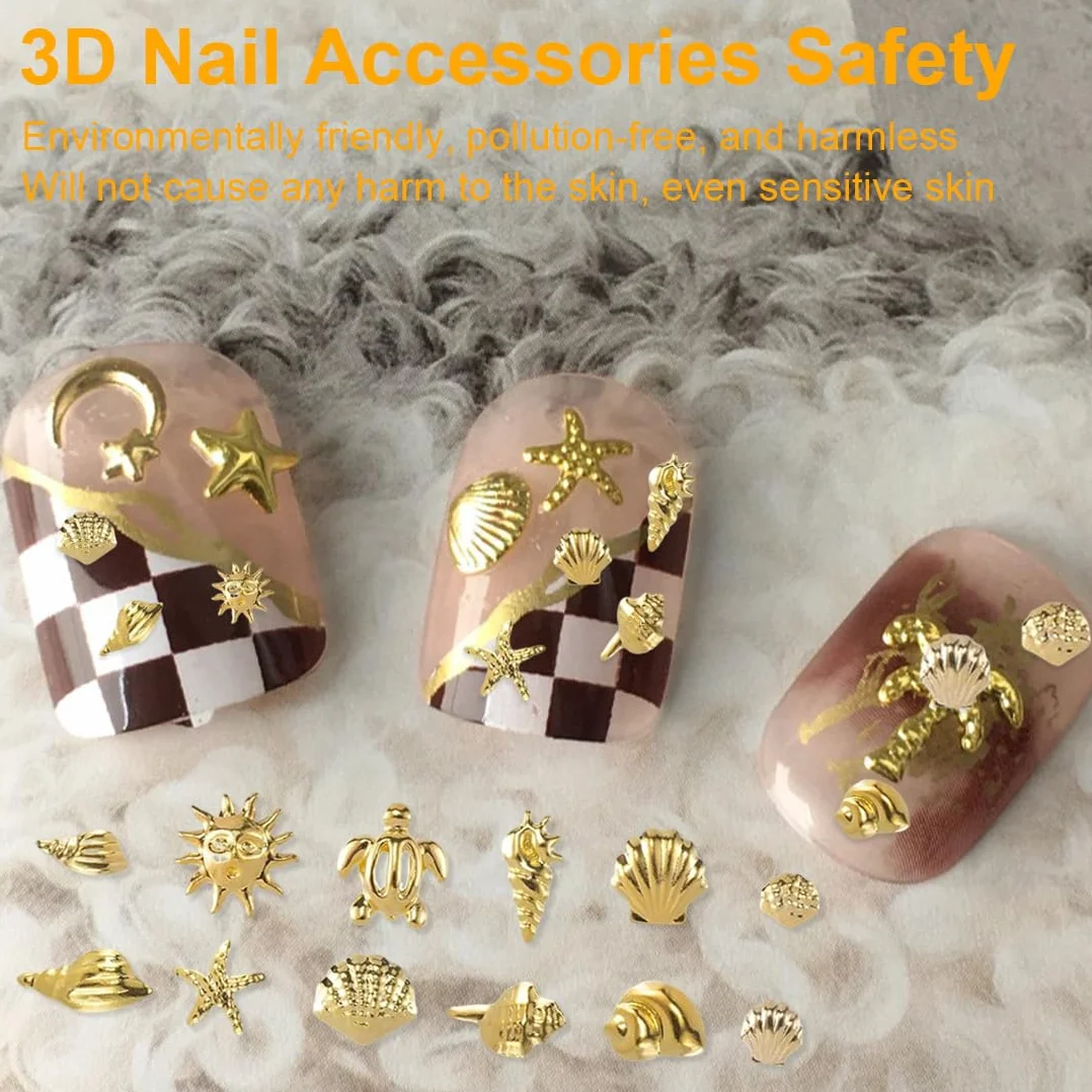 CPJJ Bijoux Ongles Lot de Nail Art Strass Ongle Or