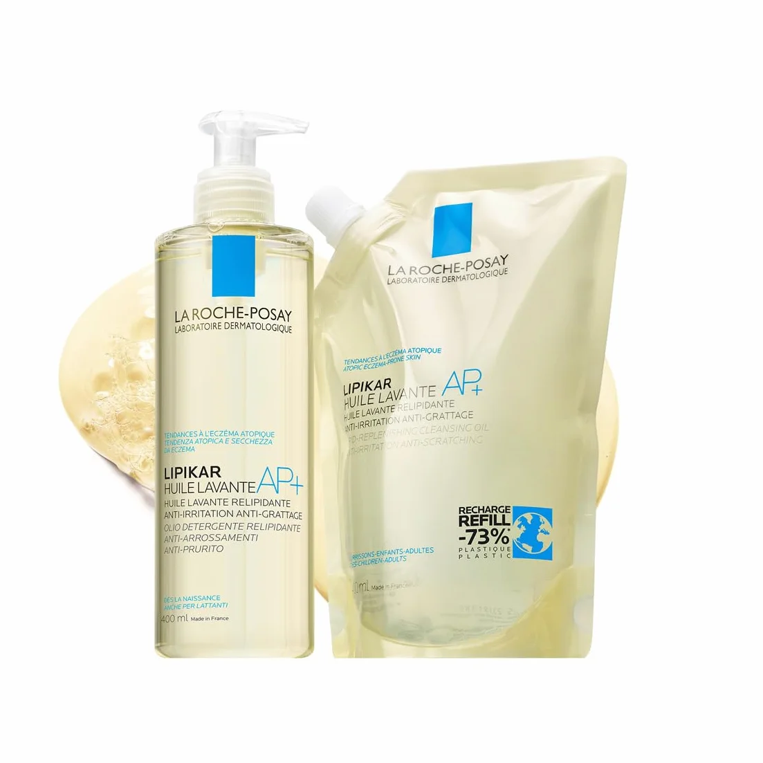La Roche-Posay Lipikar Huile Lavante AP+ Recharge Huile de Douche Anti-irritation Peaux Sèches Atopique Eczéma Beurre de Karité Niacinamide