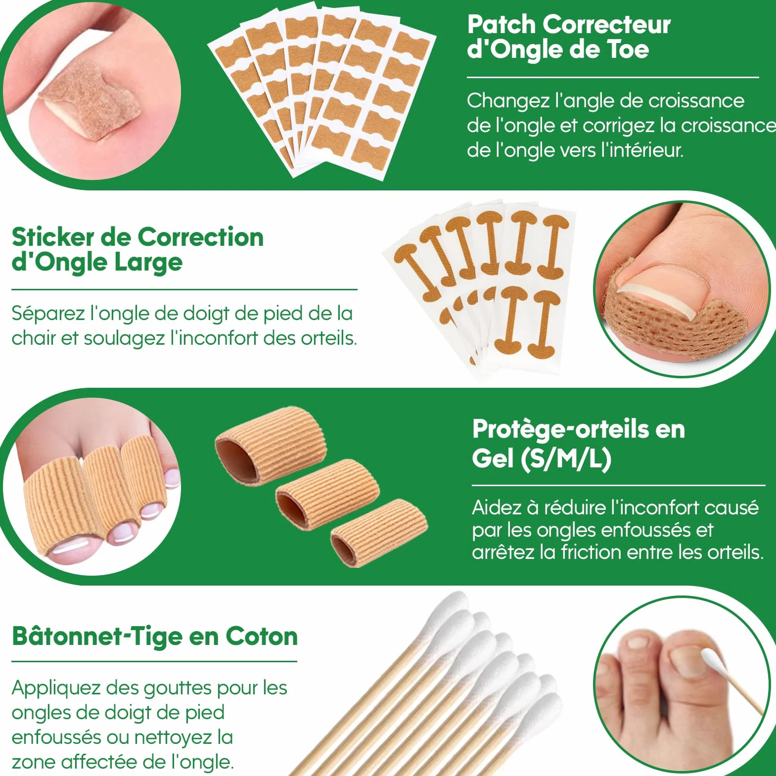 Kit d'Outils pour Ongle Incarné, Traitement Correcteur, Coupe Ongle et Pince Cuticule