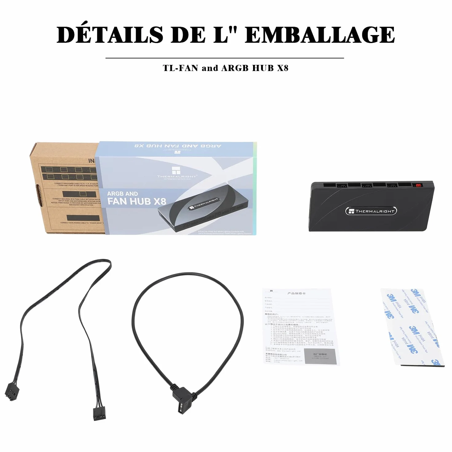 Thermalright TR Fan and ARGB HUB×8, contrôleur de ventilateur PC ARGB 3 broches, concentrateur PWM, entrée SATA
