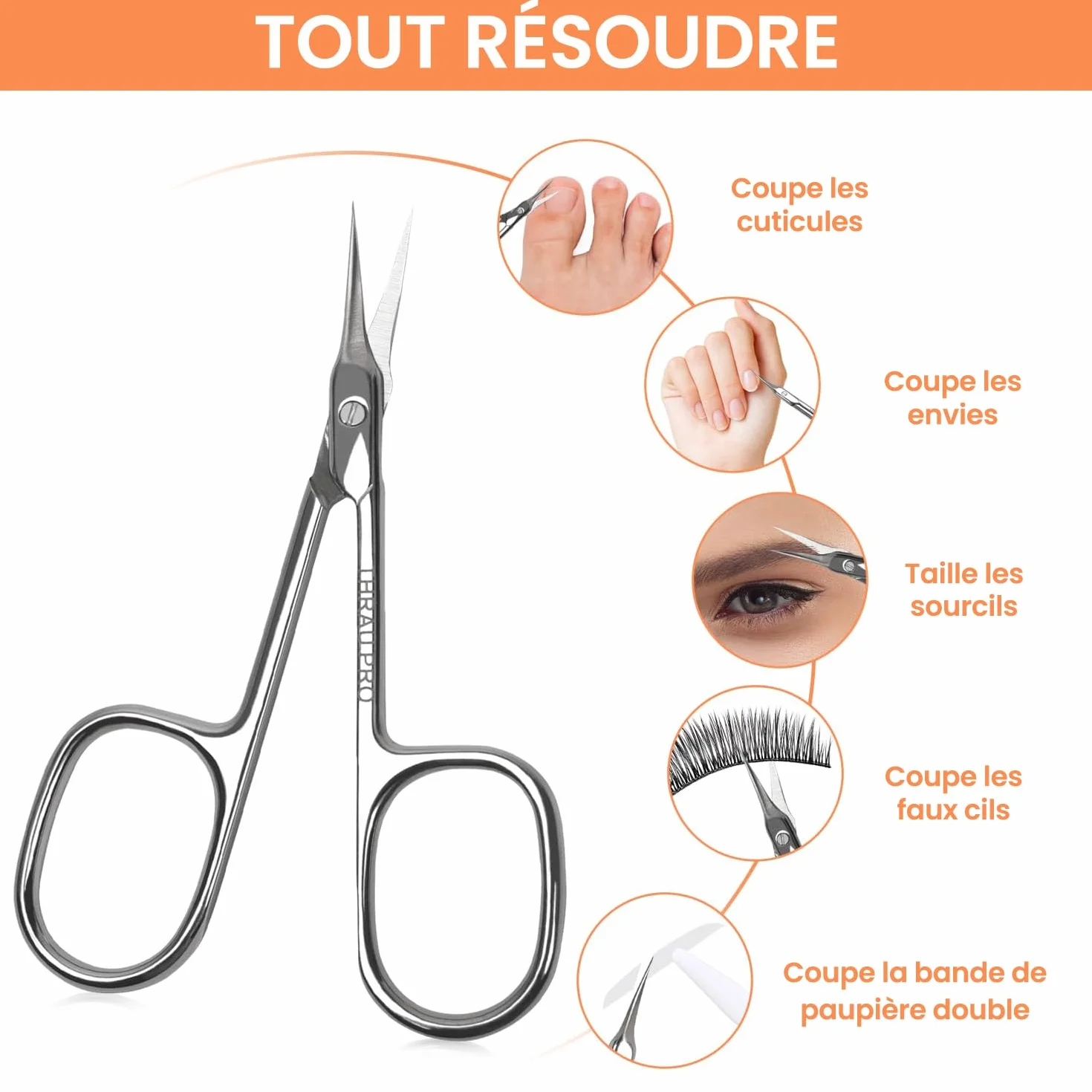 Ciseaux à Cuticules Extra Fins Acier Inoxydable Professionnel Pointe Précise Manucure Pédicure