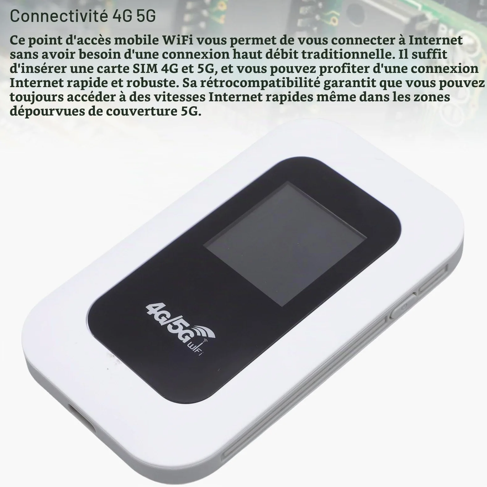 Vikye Hotspot WiFi Portable, Routeur Mobile 4G 5G 300 Mbps avec Emplacement pour Carte SIM, pour Le Voyage Prend en Charge 10 Appareils USB C Power avec Affichage Numérique