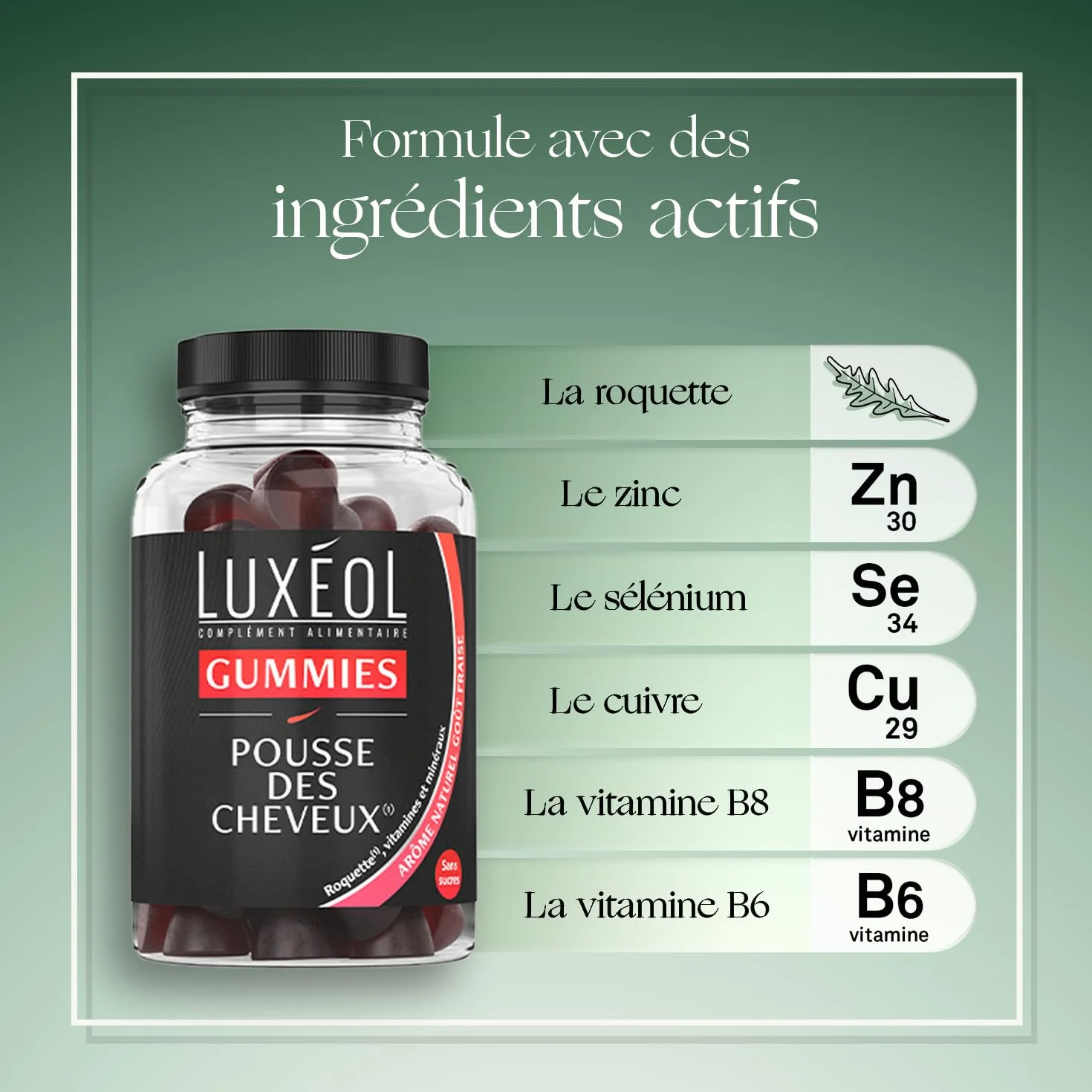 Luxéol Gummies Pousse Cheveux Complément Alimentaire 60 Gummies 1 Mois Fabriqué En France