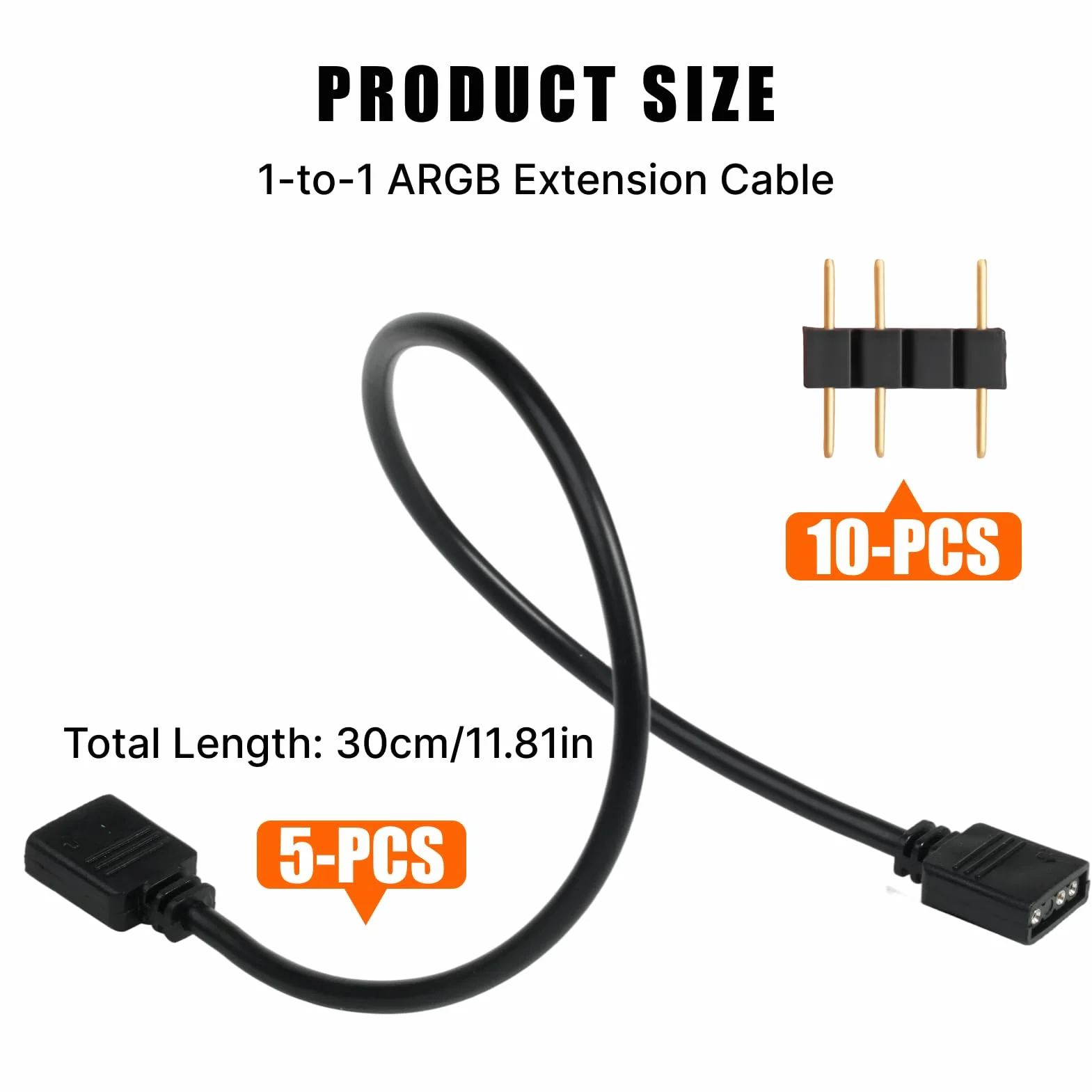 Câbles d'Extension ARGB 30 cm 3 Broches vers SM-3 Broches Compatible RVB 5050 3528