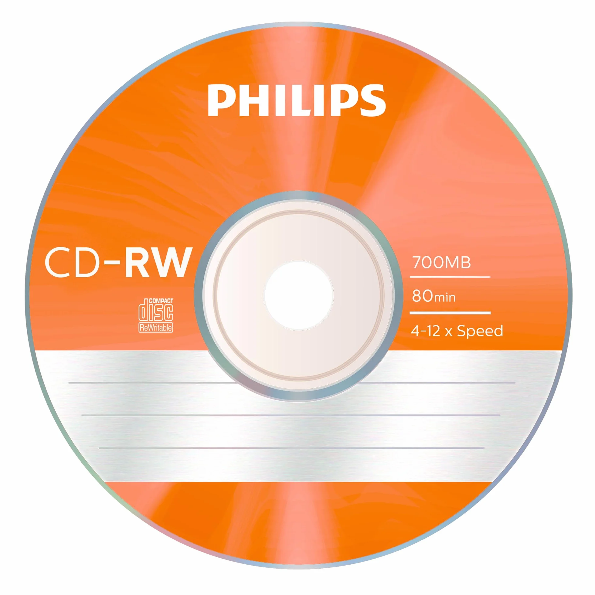 Philips CD-RW 700MB 80min 4-12x Speed 5 pièces Colored Slim Case