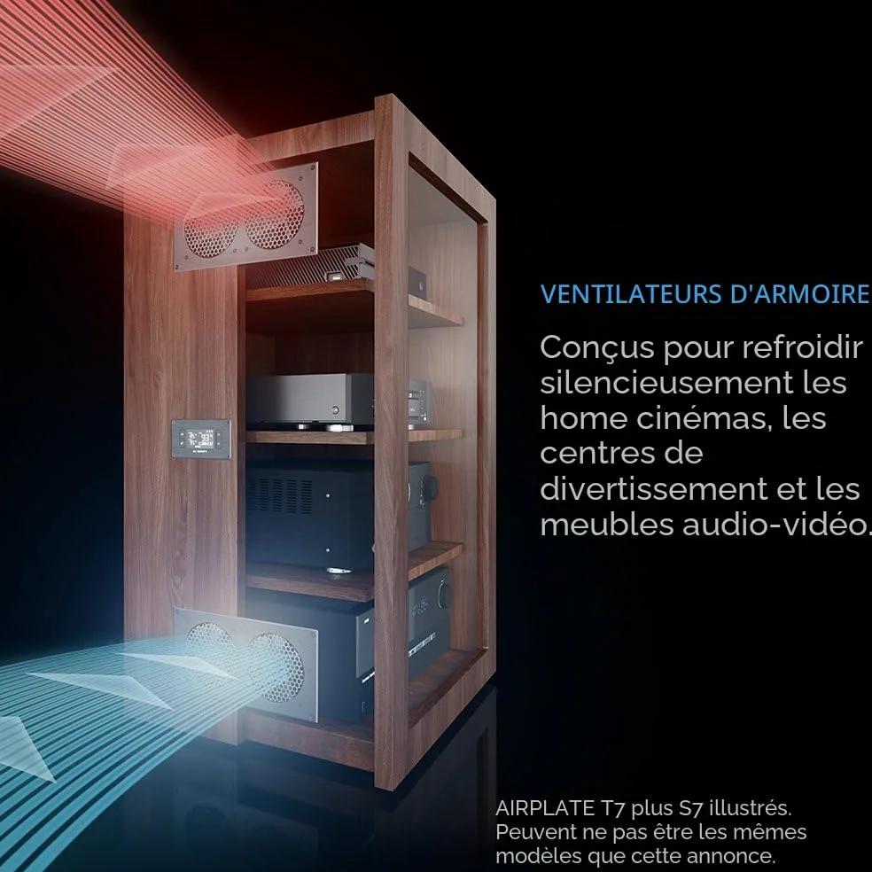 AC Infinity AIRPLATE T9 Système de ventilateur silencieux de 45 cm avec thermostat pour armoires AV Home Cinéma 45 cm