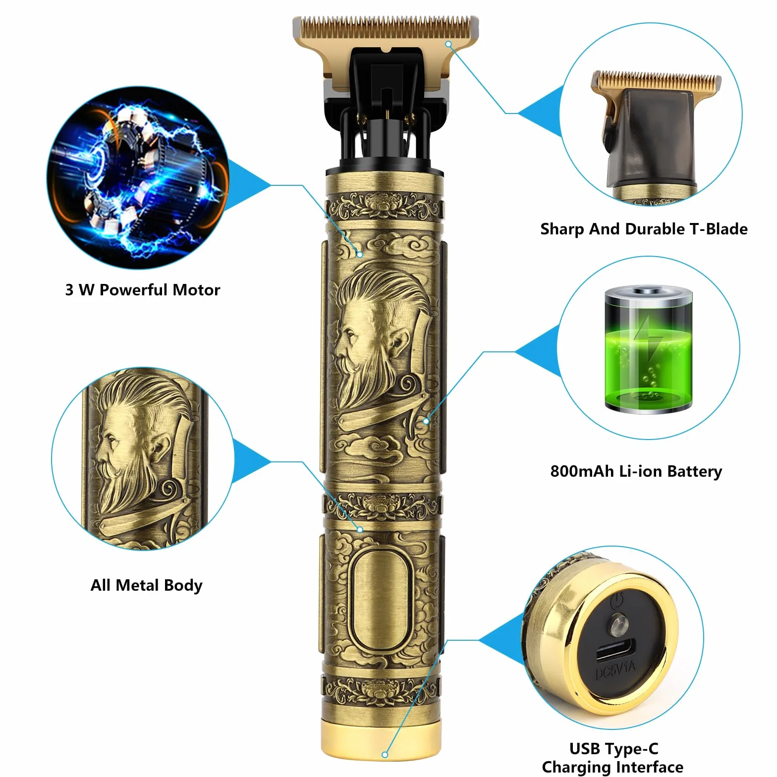 Tondeuse Barbe Homme Professionnelle Rechargeable Kit de Précision