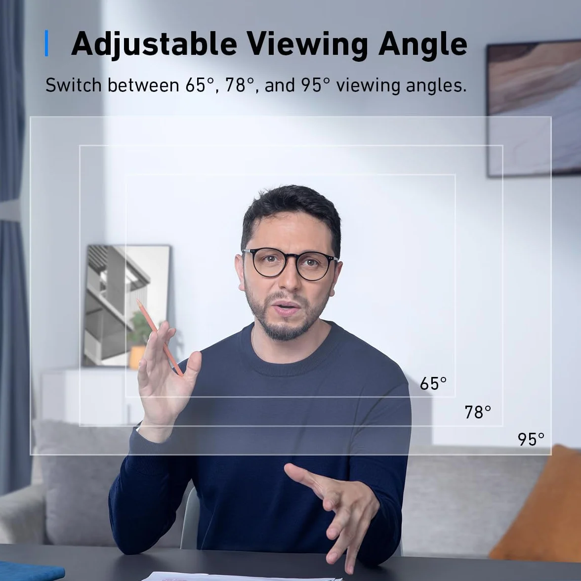 AnkerWork C310 Webcam 4K 12MP AI Auto Focus Framing Noise Canceling Mic Privacy Cover Adjustable FOV HDR Reconditionné