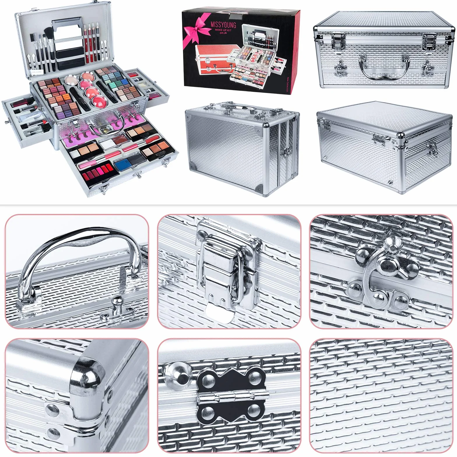 Set de Maquillage Coffret Cadeau Complète Ensemble de Beauté Cosmétique Kit avec Palette Fard à Paupières, Fard à Joues et Brillant à Lèvres
